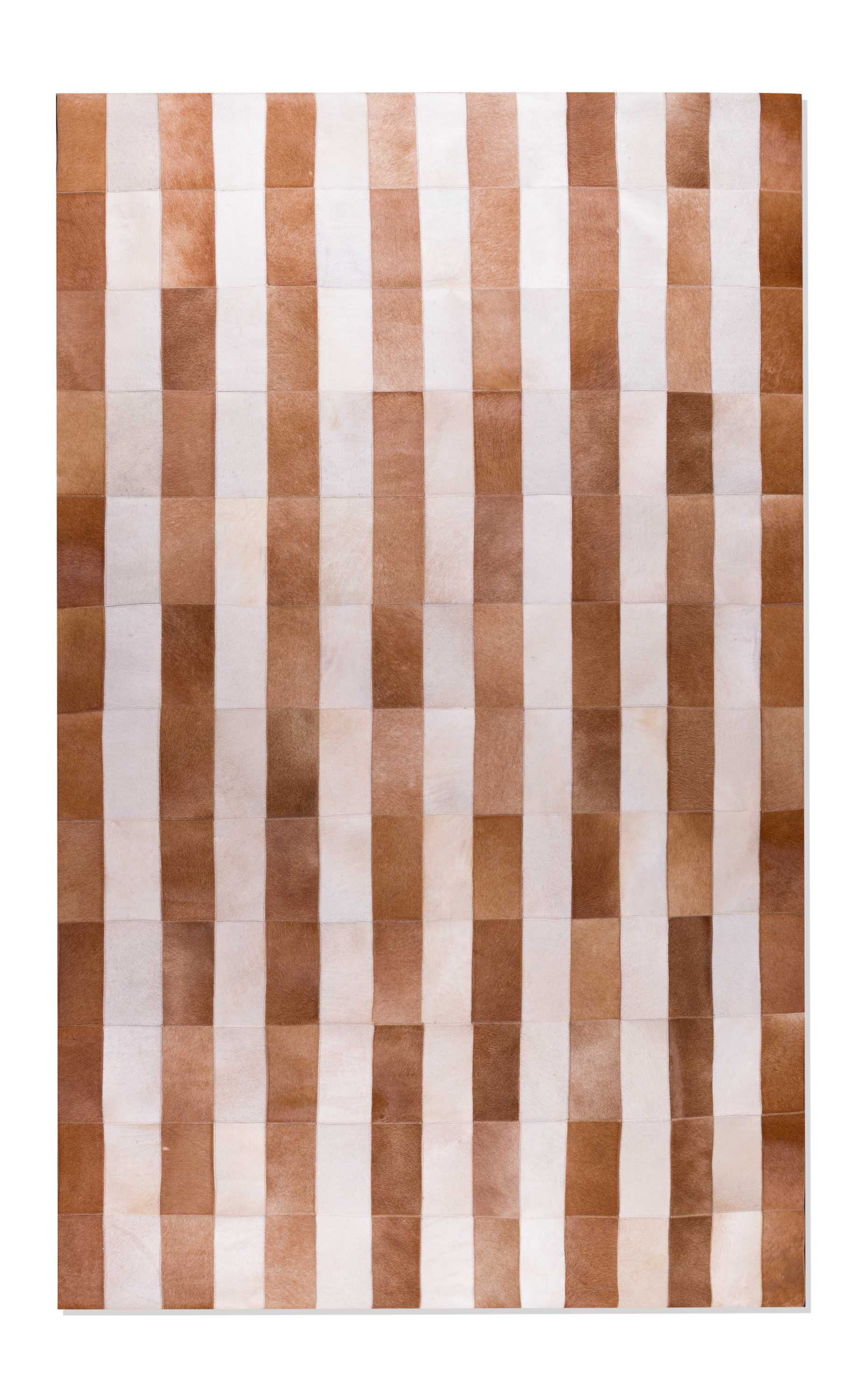 60" x 96" Brown, Striped Natural, Stitched Hide - Area Rug