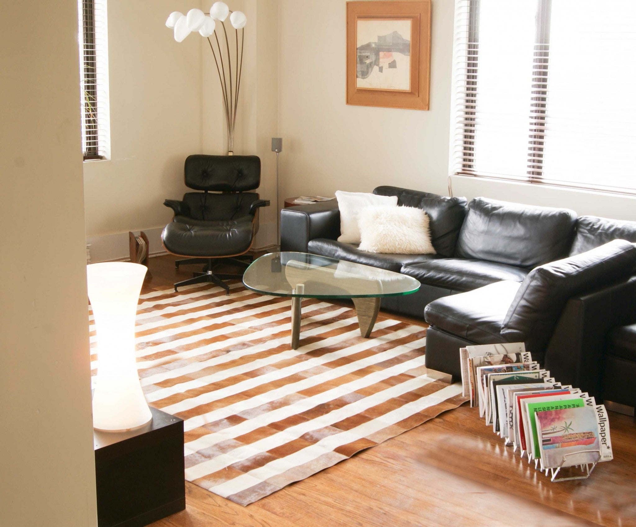 96" x 120" Brown Striped, Natural Stitched Hide - Area Rug