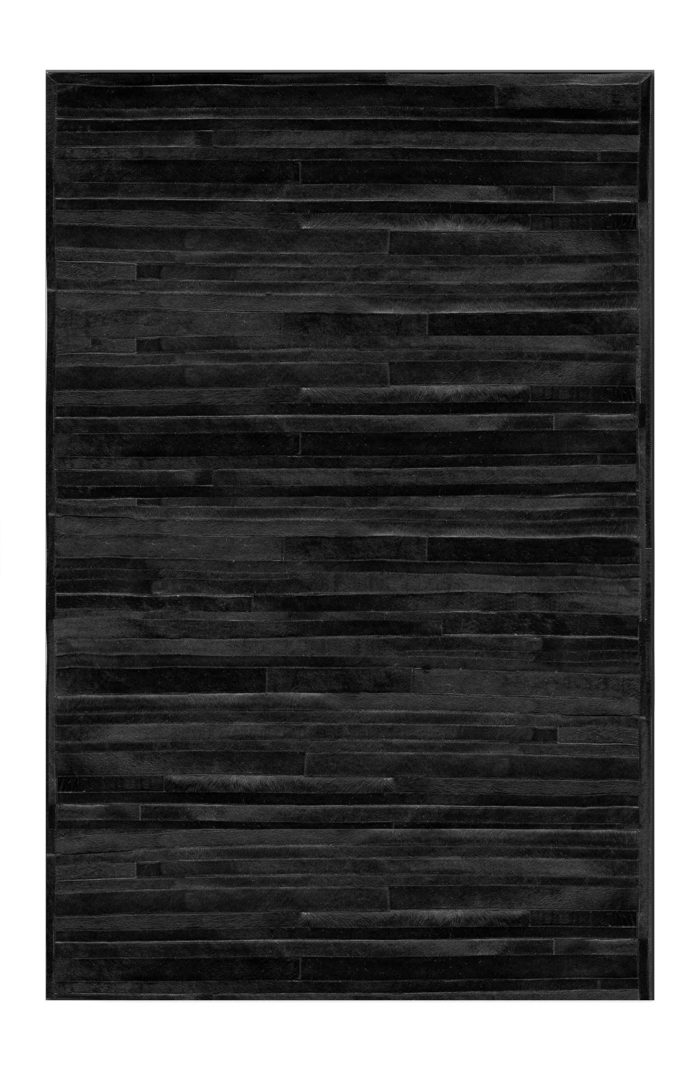 60" x 96" Black Linear, Cowhide Stitched - Area Rug