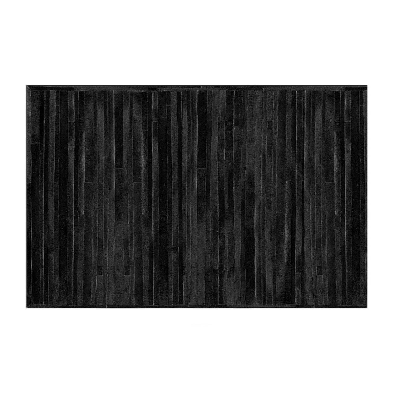 60" x 96" Black Linear, Cowhide Stitched - Area Rug