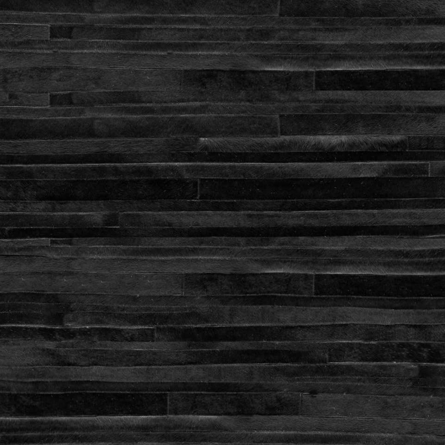 60" x 96" Black Linear, Cowhide Stitched - Area Rug