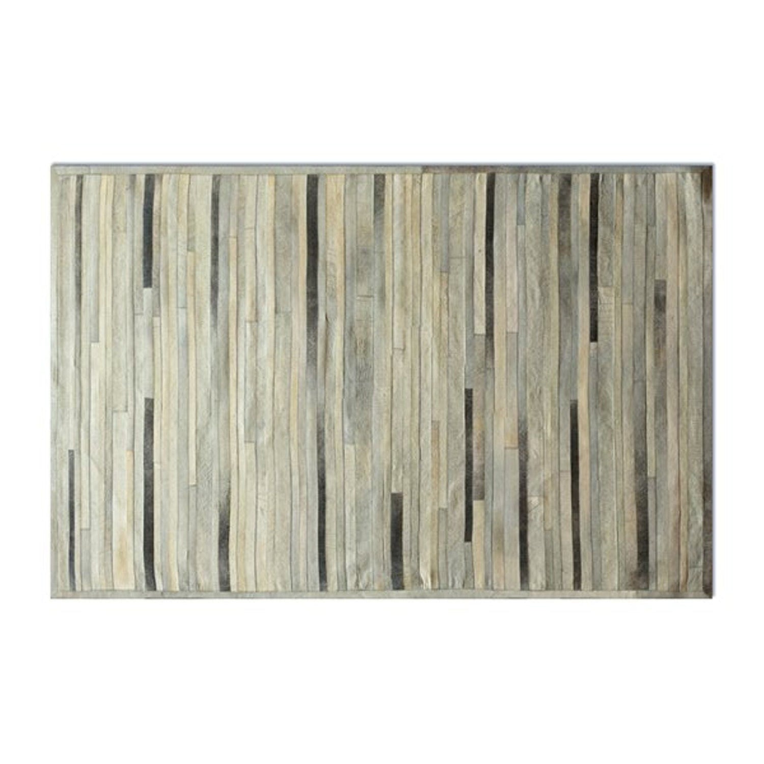 60" x 96" Gray Linear, Cowhide Stitched - Area Rug