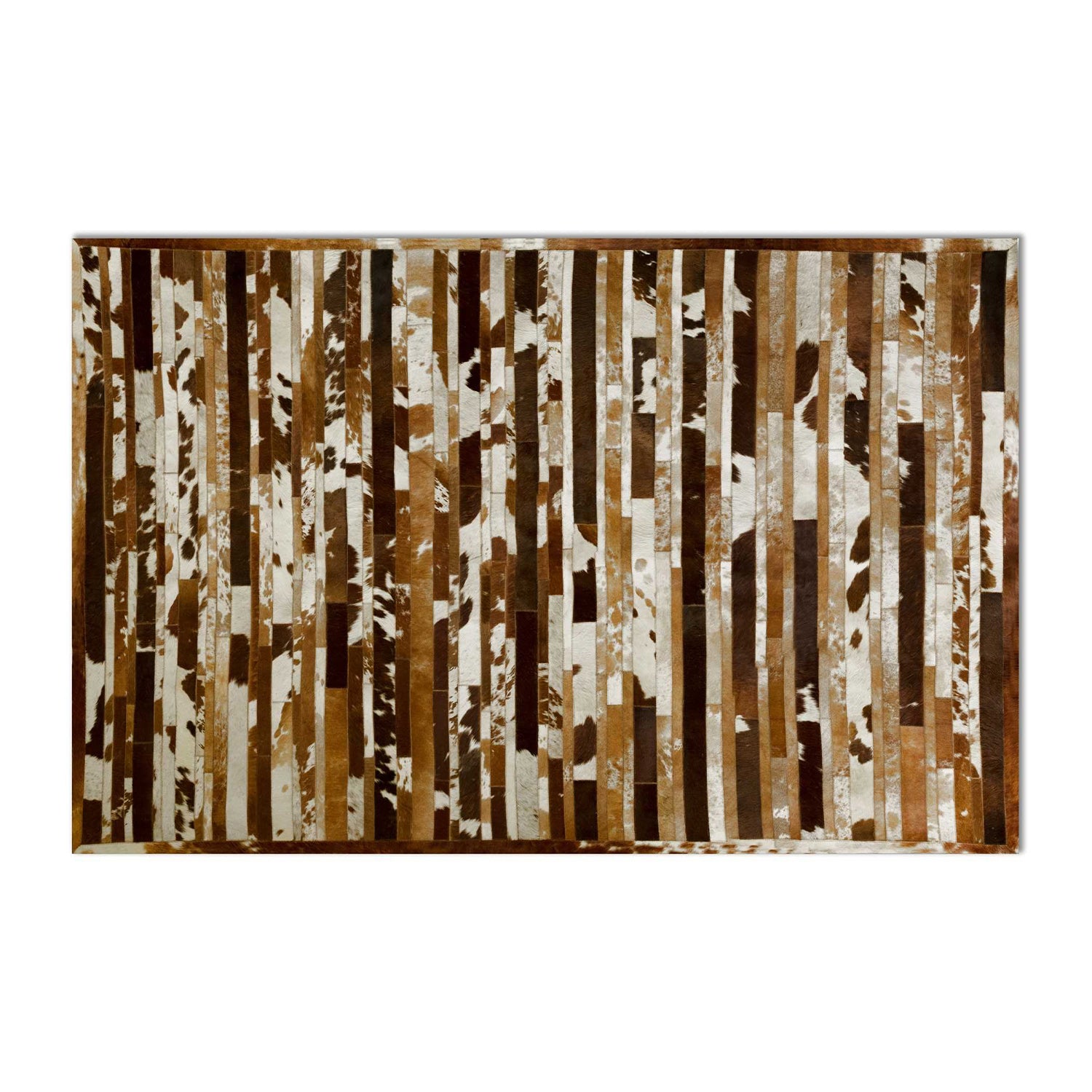 60" x 96" Brown And White, 4" Square Patches, Cowhide - Area Rug