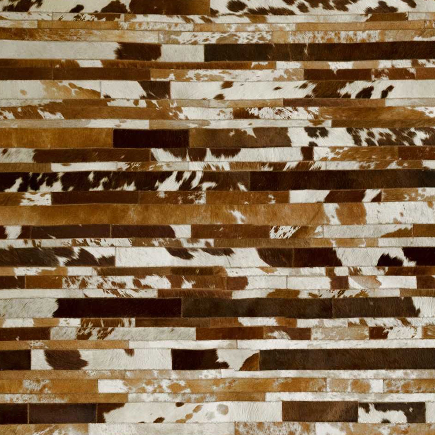 60" x 96" Brown And White, 4" Square Patches, Cowhide - Area Rug