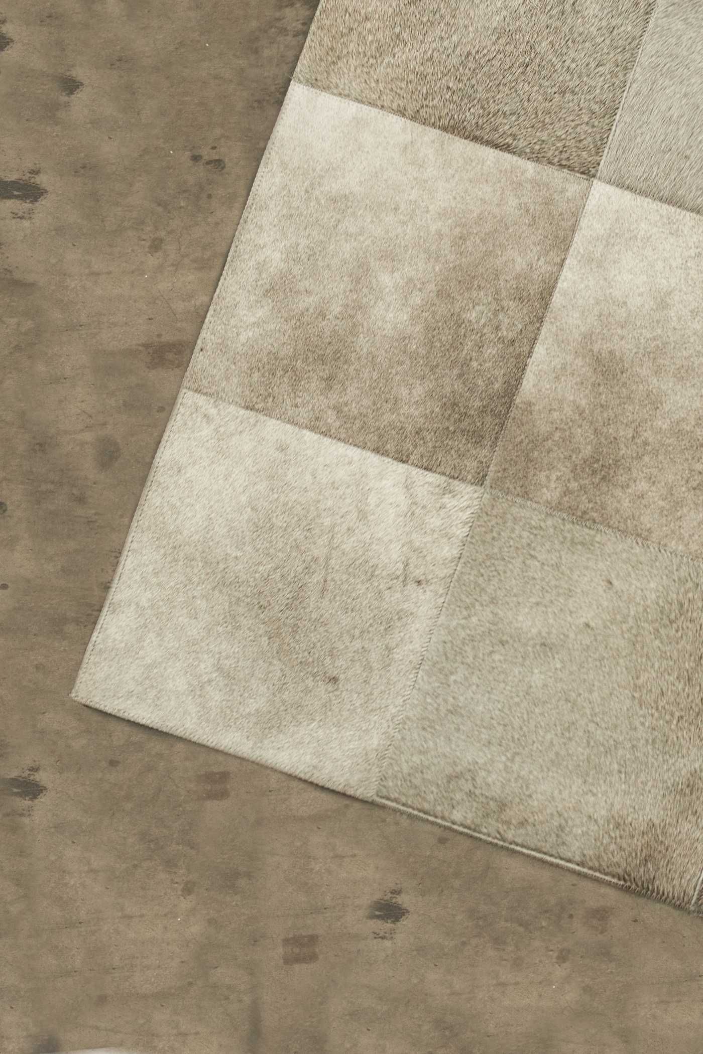 96" x 120" Gray, 10" Square Patches, Cowhide - Area Rug