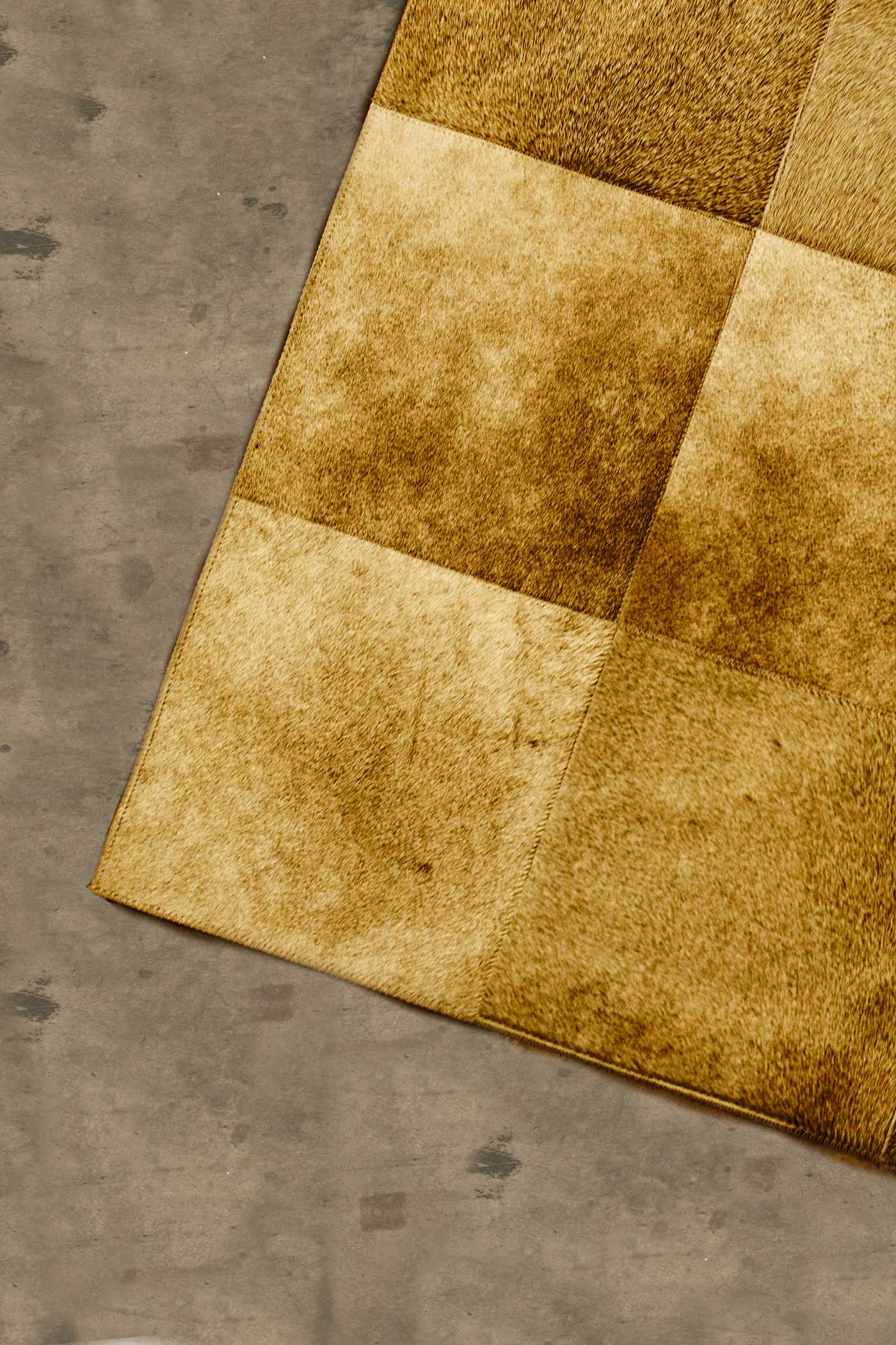 96" x 120" Tan, 10" Square Patches, Cowhide - Area Rug