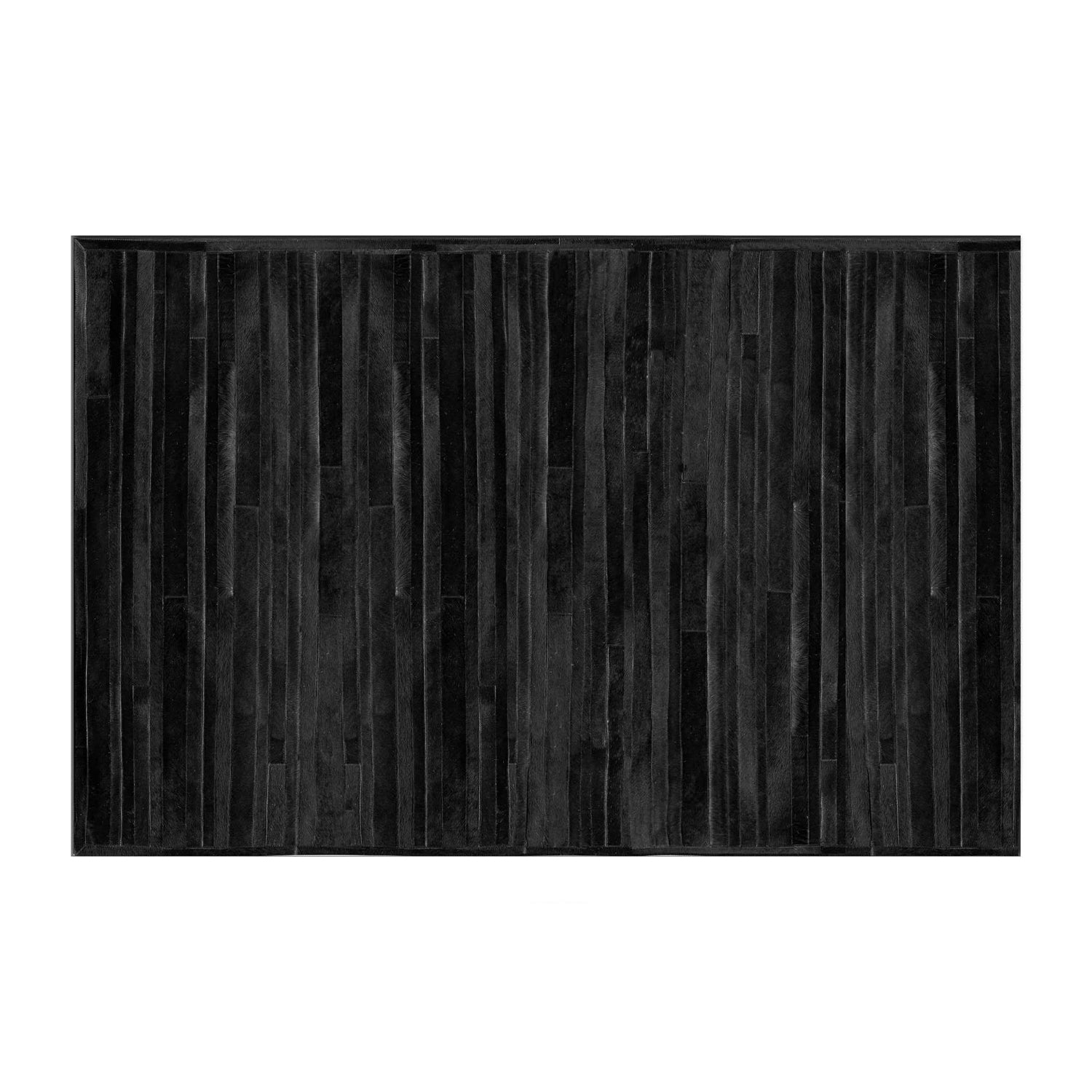 96" x 120" Black Linear, Cowhide Stitched - Area Rug
