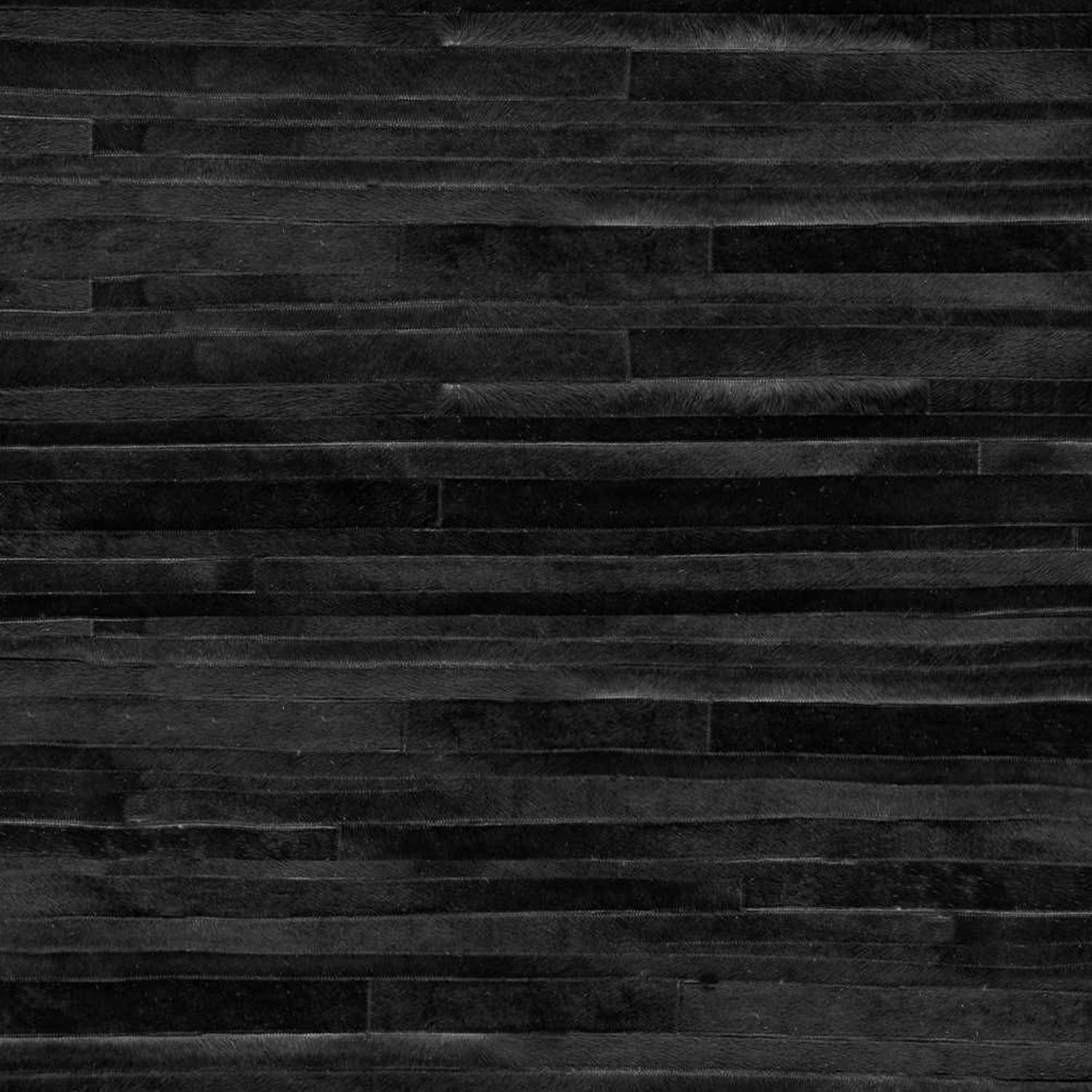 96" x 120" Black Linear, Cowhide Stitched - Area Rug