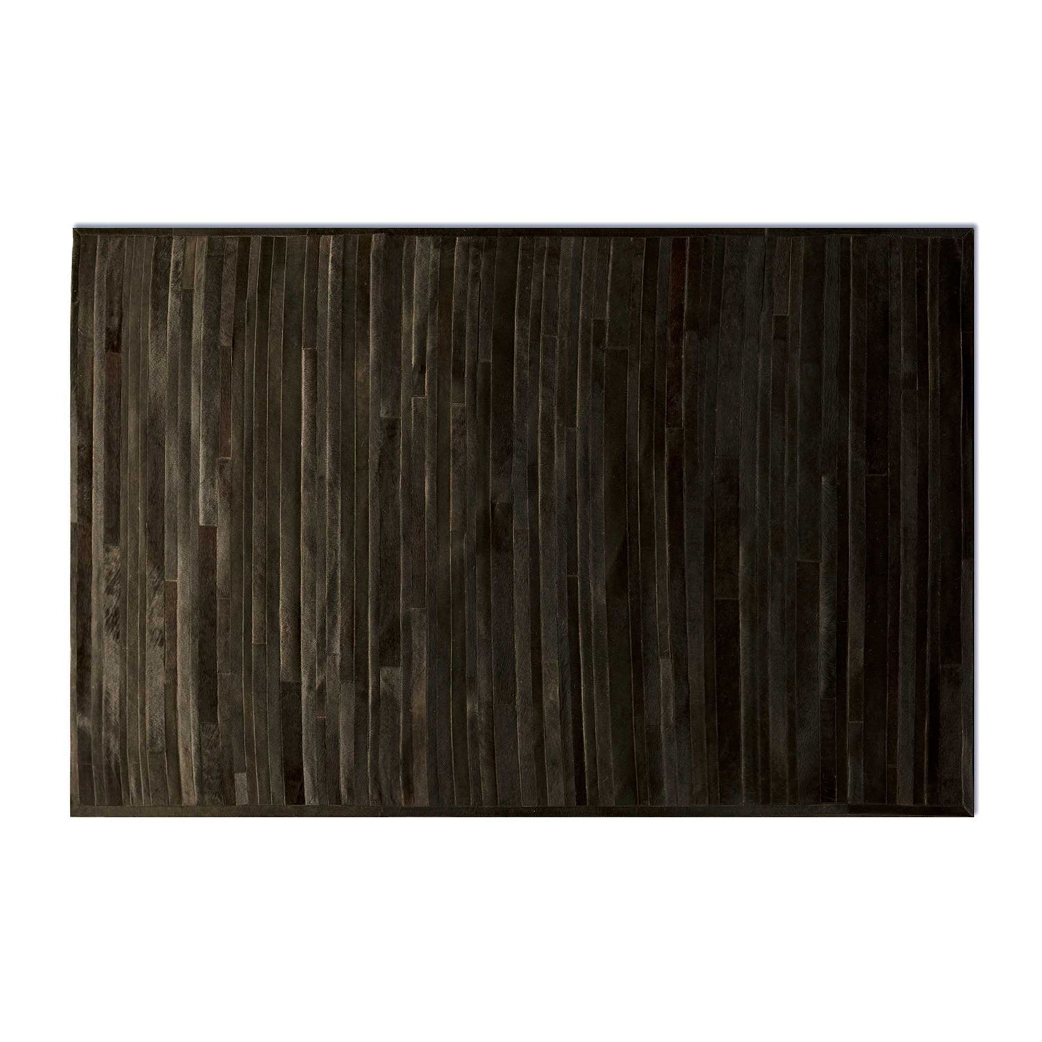 96" x 120" Chocolate Linear, Cowhide Stitched - Area Rug