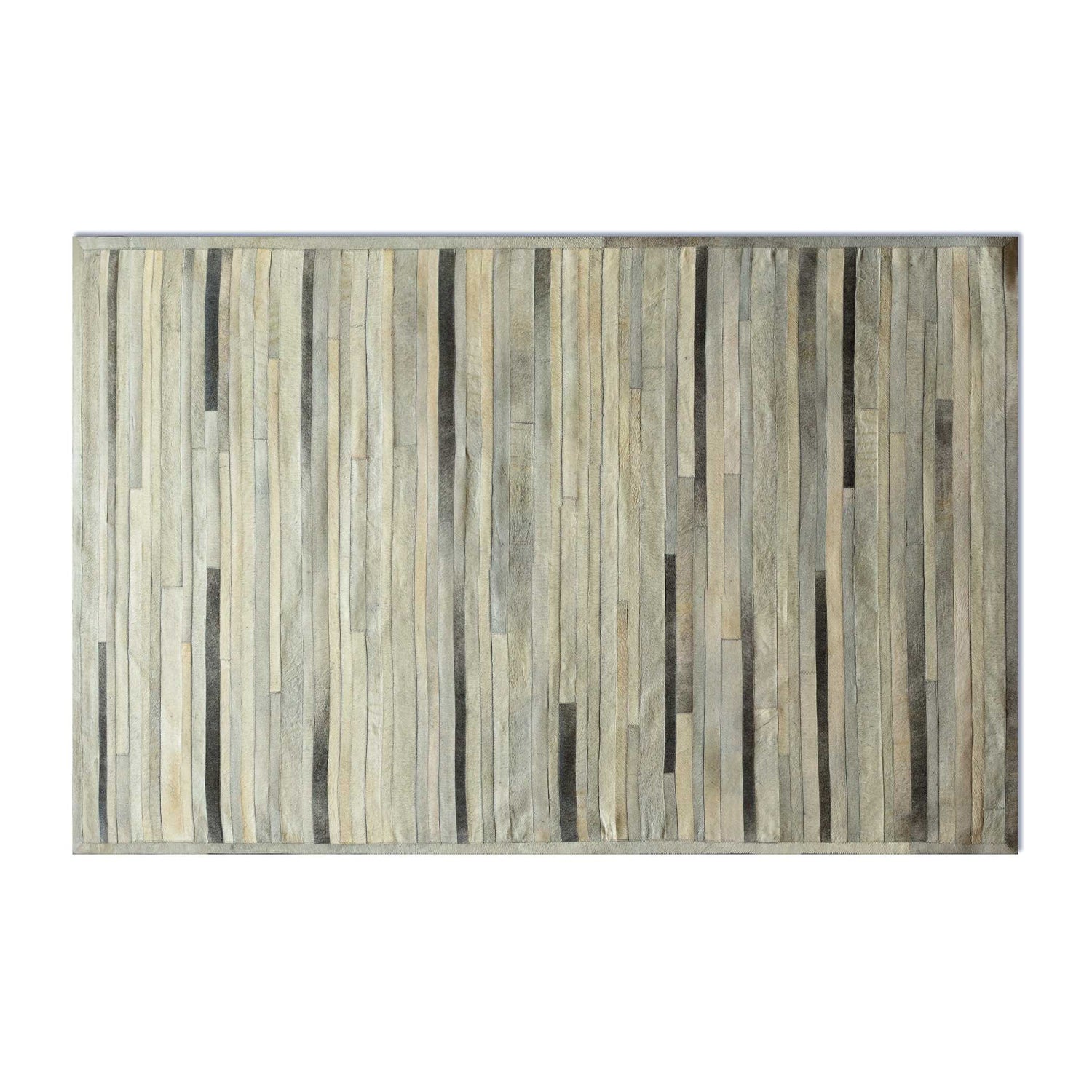 96" x 120" Gray Linear, Cowhide Stitched - Area Rug
