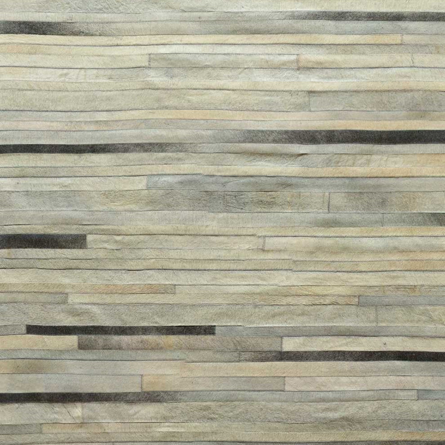 96" x 120" Gray Linear, Cowhide Stitched - Area Rug