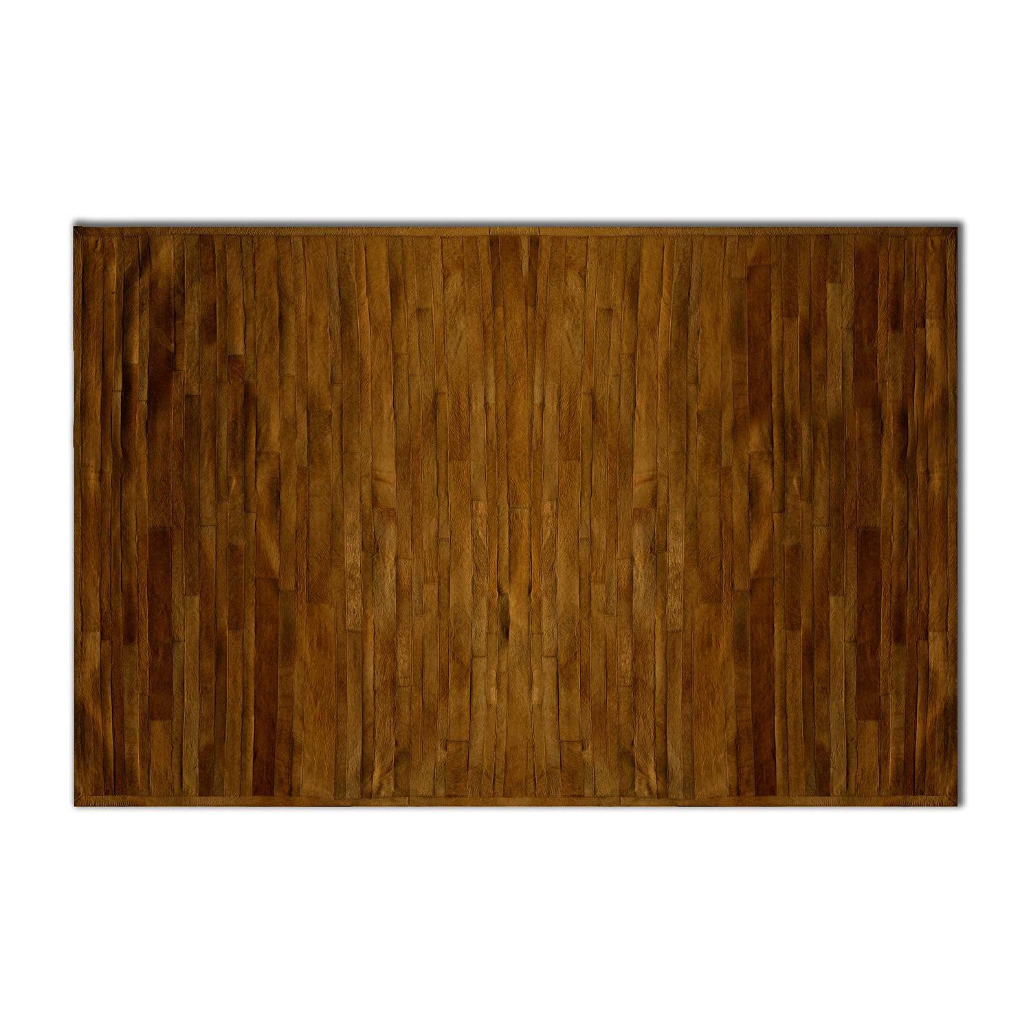 96" x 120" Brown Linear, Cowhide Stitched - Area Rug