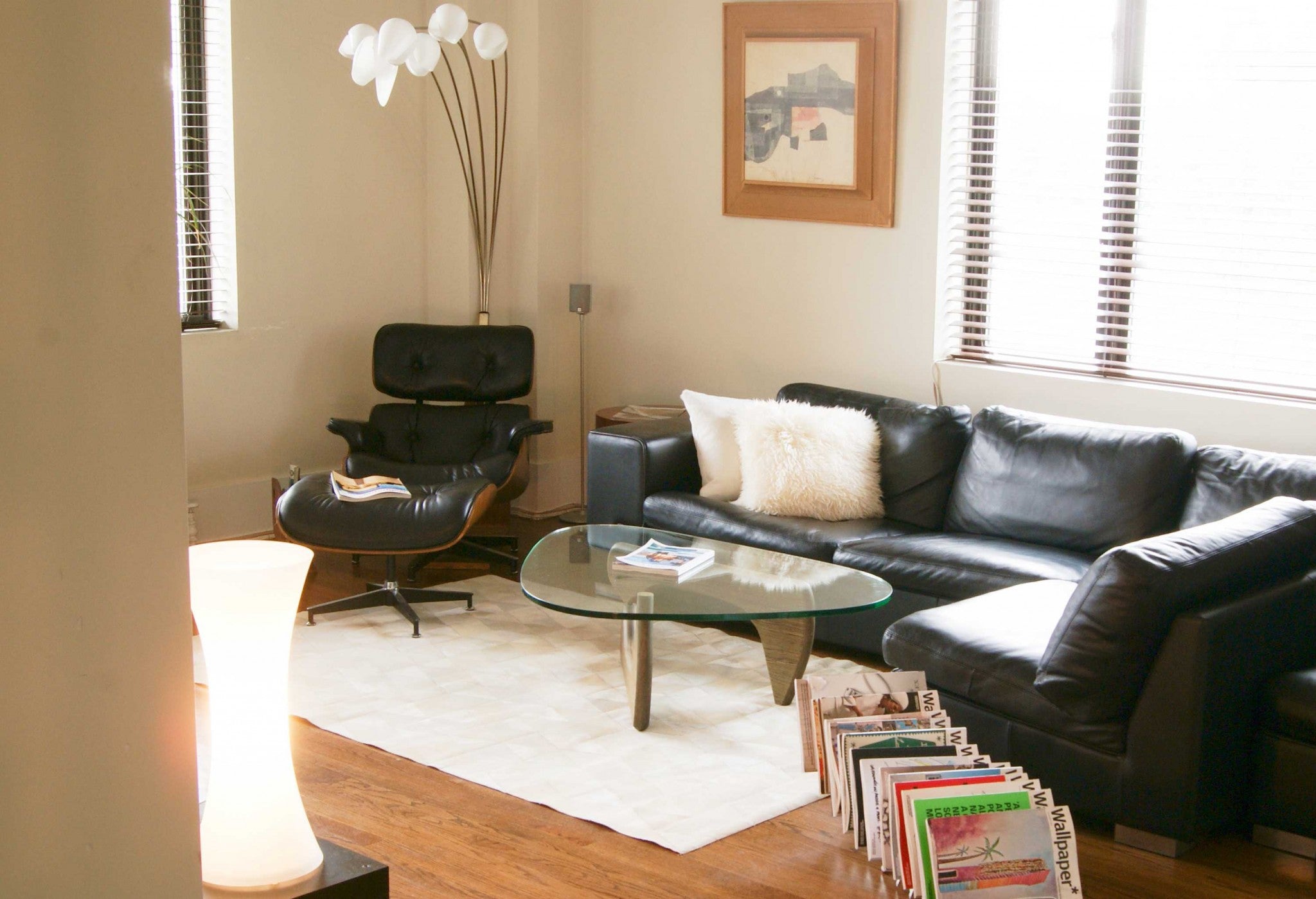 60" x 96" Off White Mosaik, Natural Stitched, Cowhide - Area Rug