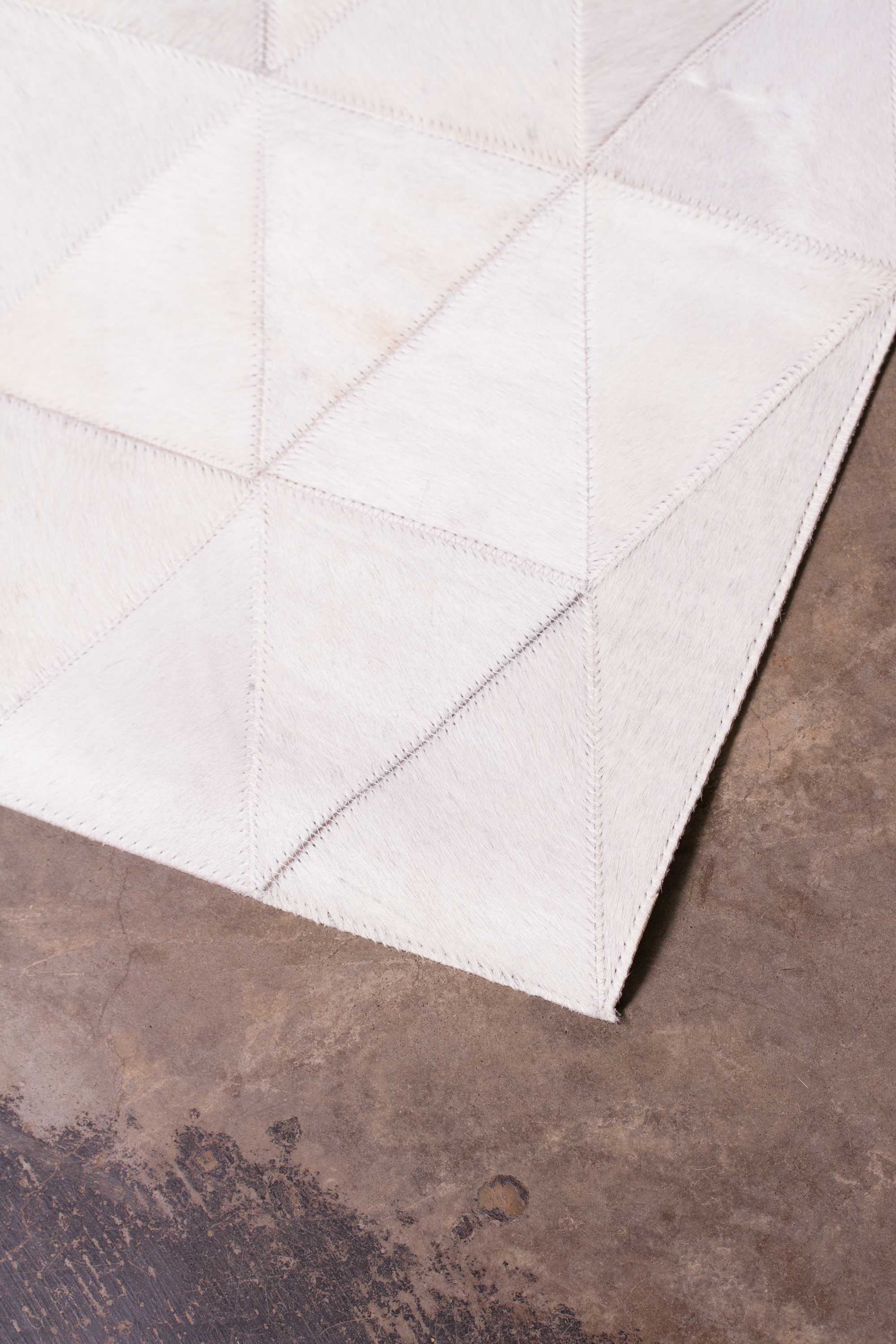 96" x 120" White Mosaik, Natural Stitched, Cowhide - Area Rug