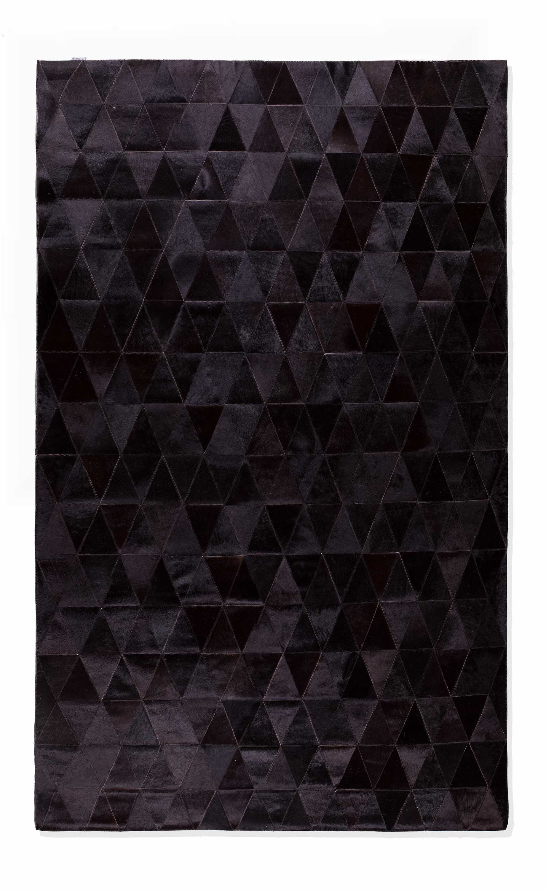 60" x 96" Black Mosaik, Natural Stitched Cowhide - Area Rug