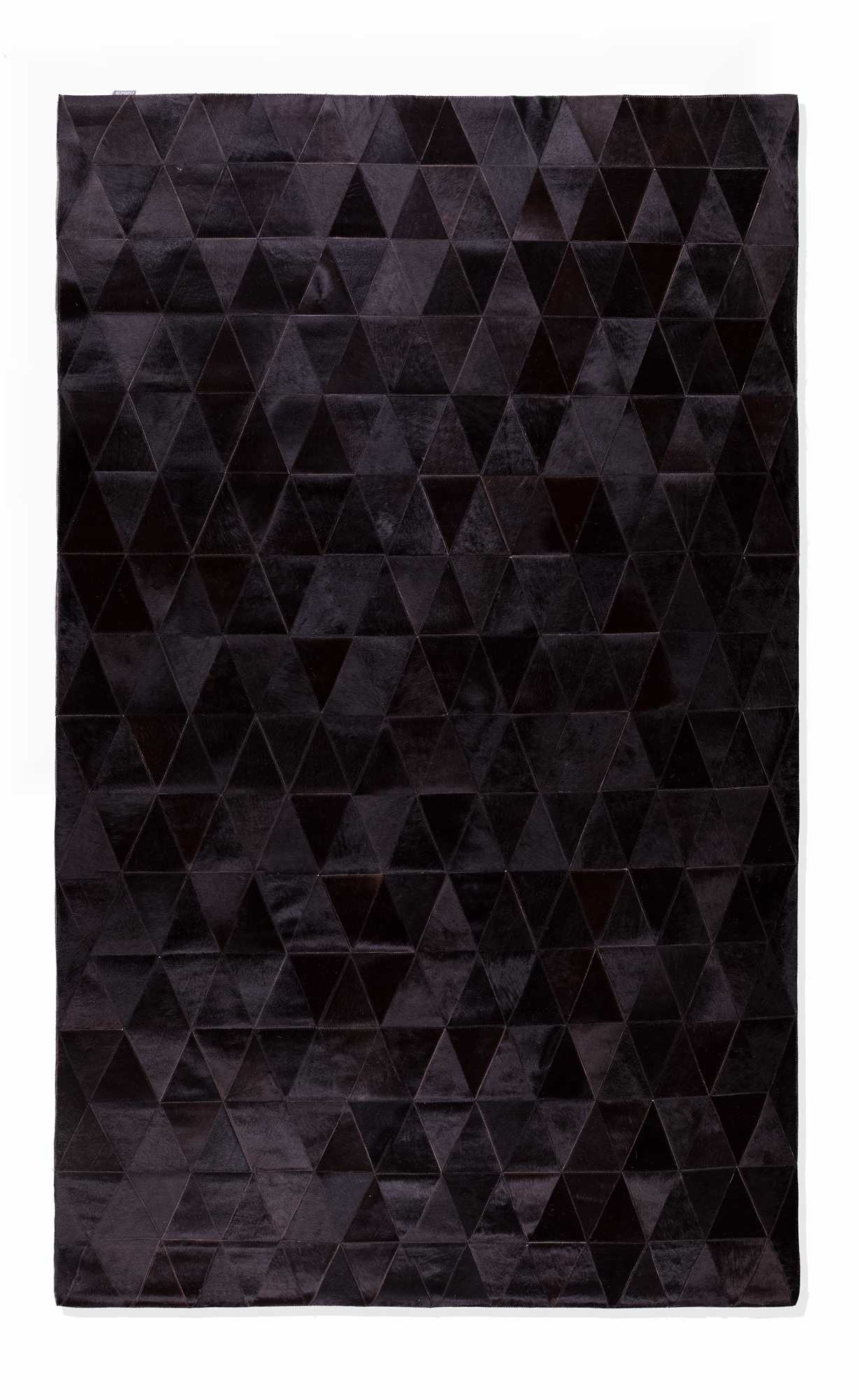 96" x 120"  Black Mosaik, Natural Stitched, Cowhide - Area Rug