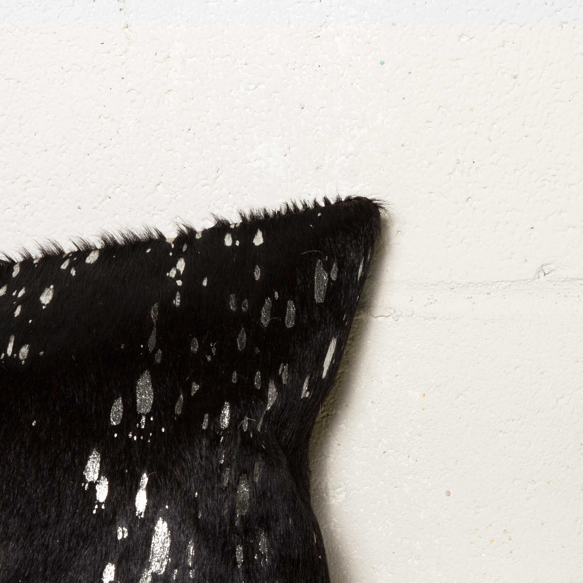 12" x 20" x 5" Black And Silver Cowhide - Pillow