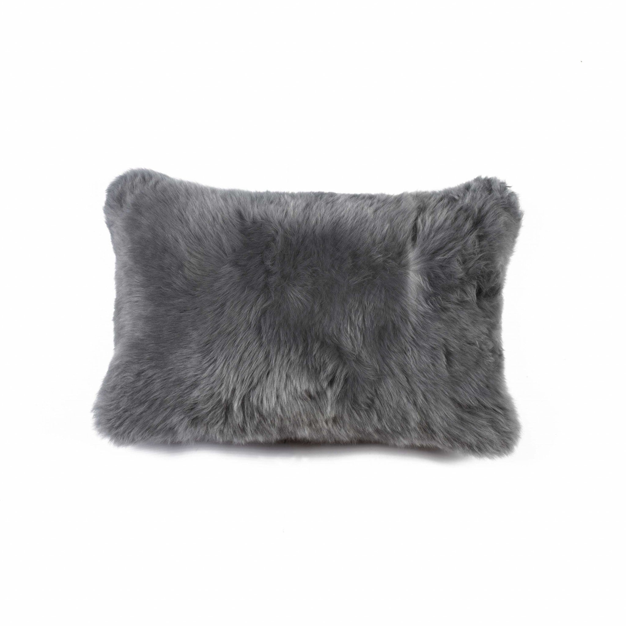 12" x 20" x 5" Gray Sheepskin - Pillow