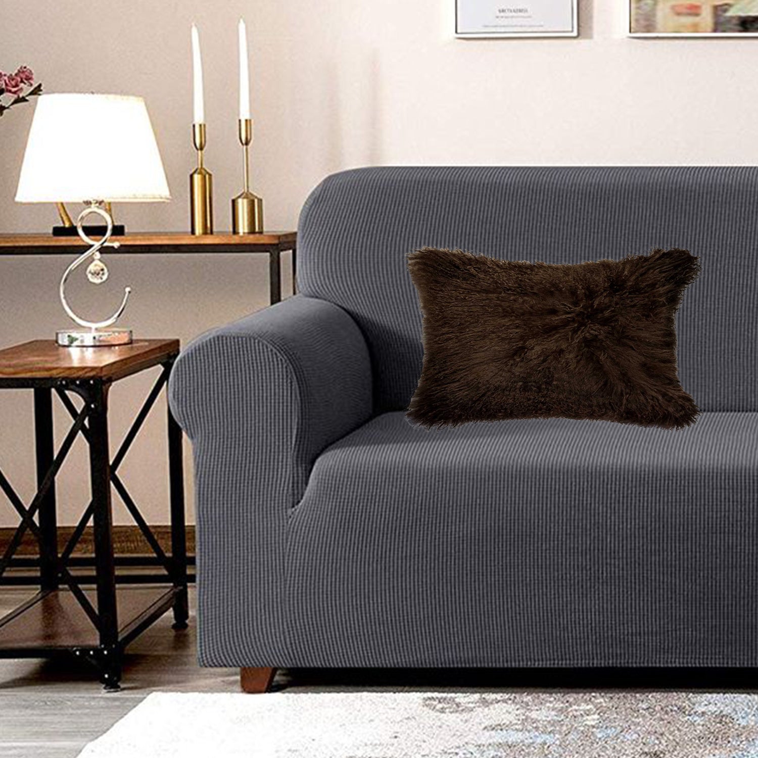 12" x 20" x 5" Chocolate Sheepskin - Pillow