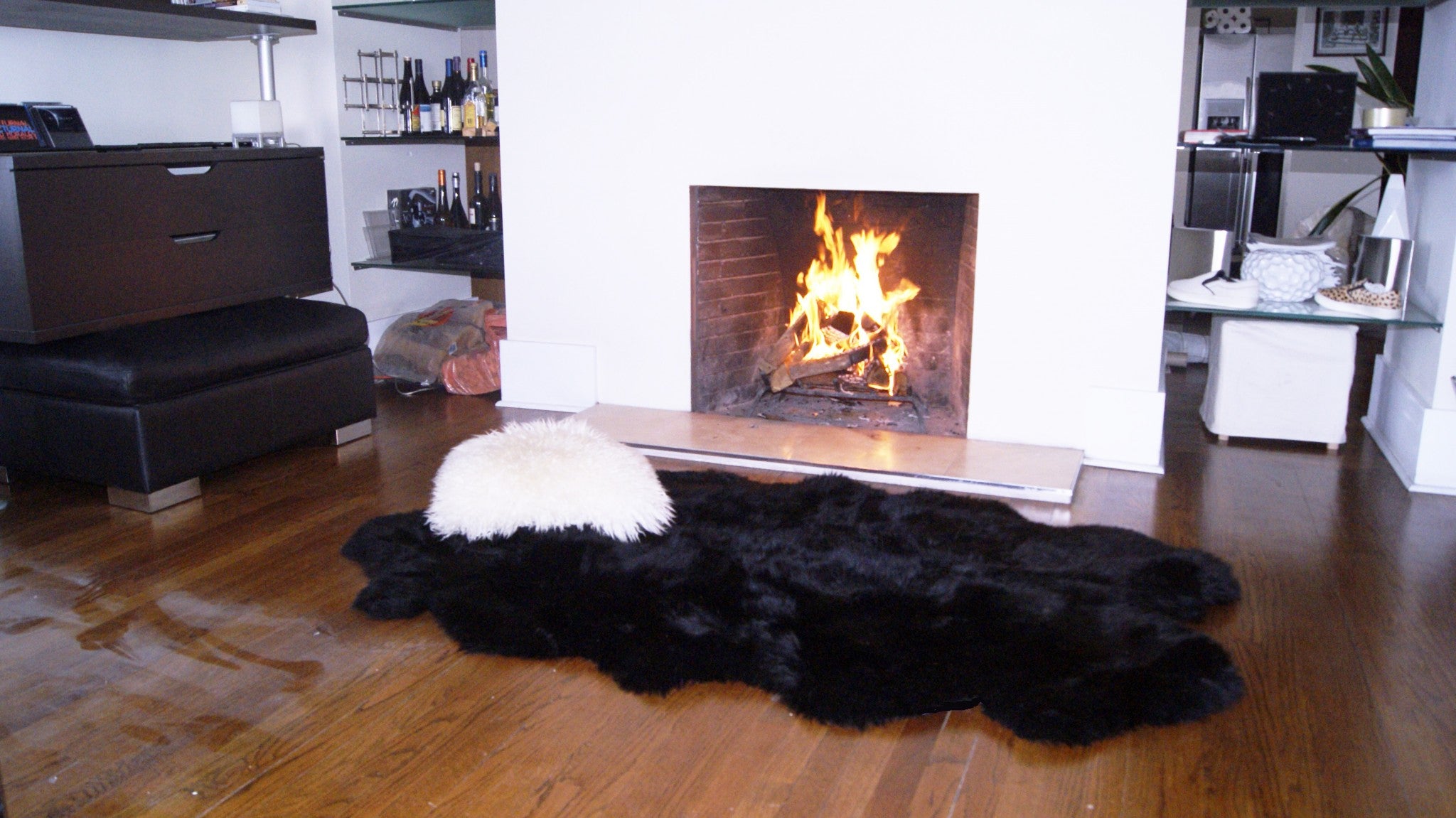 48" x 72" x 2" Black Quattro Sheepskin - Area Rug