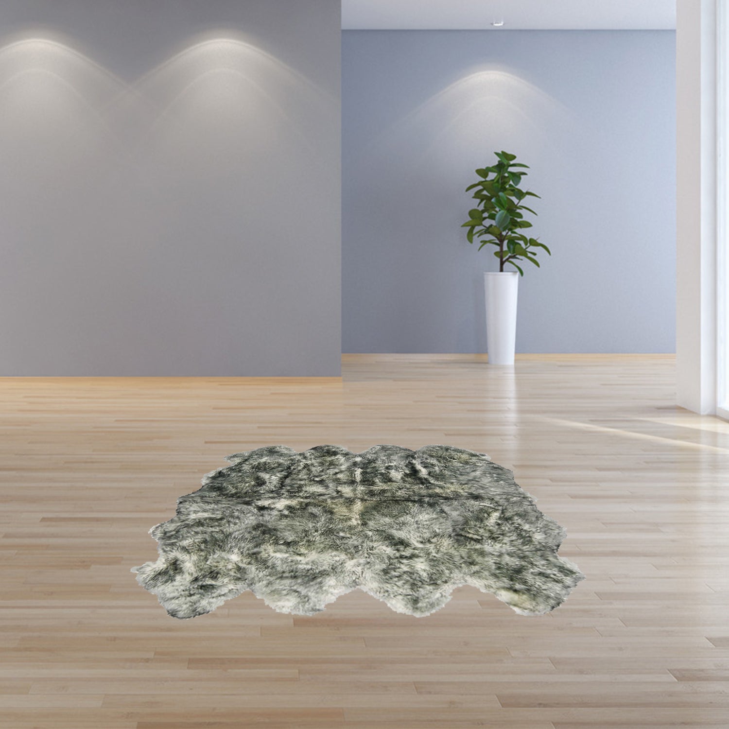72" x 72" x 2" Gradient Gray, Octo Sheepskin - Area Rug