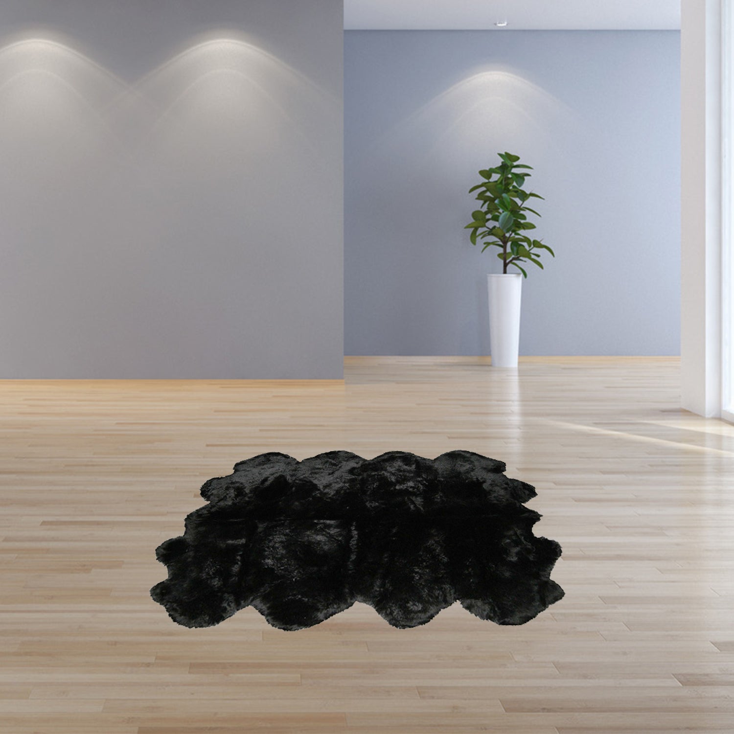 72" x 72" x 2" Black, Octo Sheepskin - Area Rug