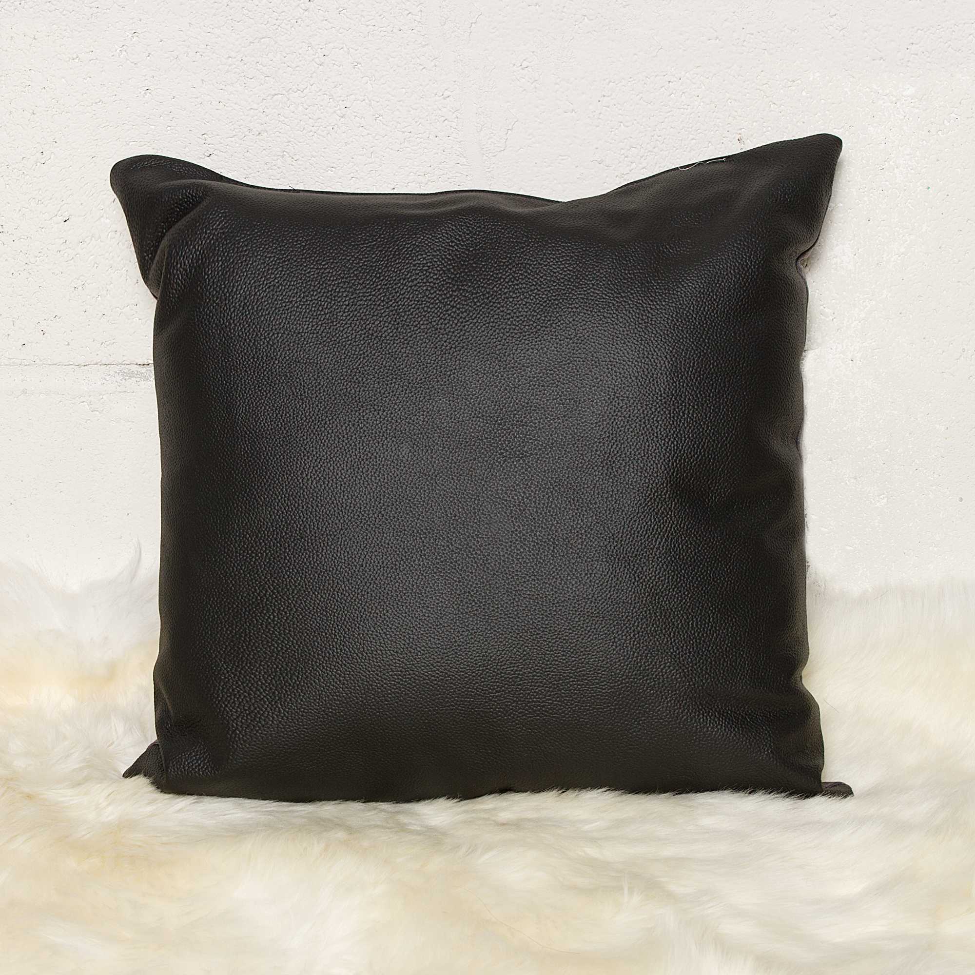 18" x 18" x 5" Black, Sienna Leather - Pillow 2-Pack