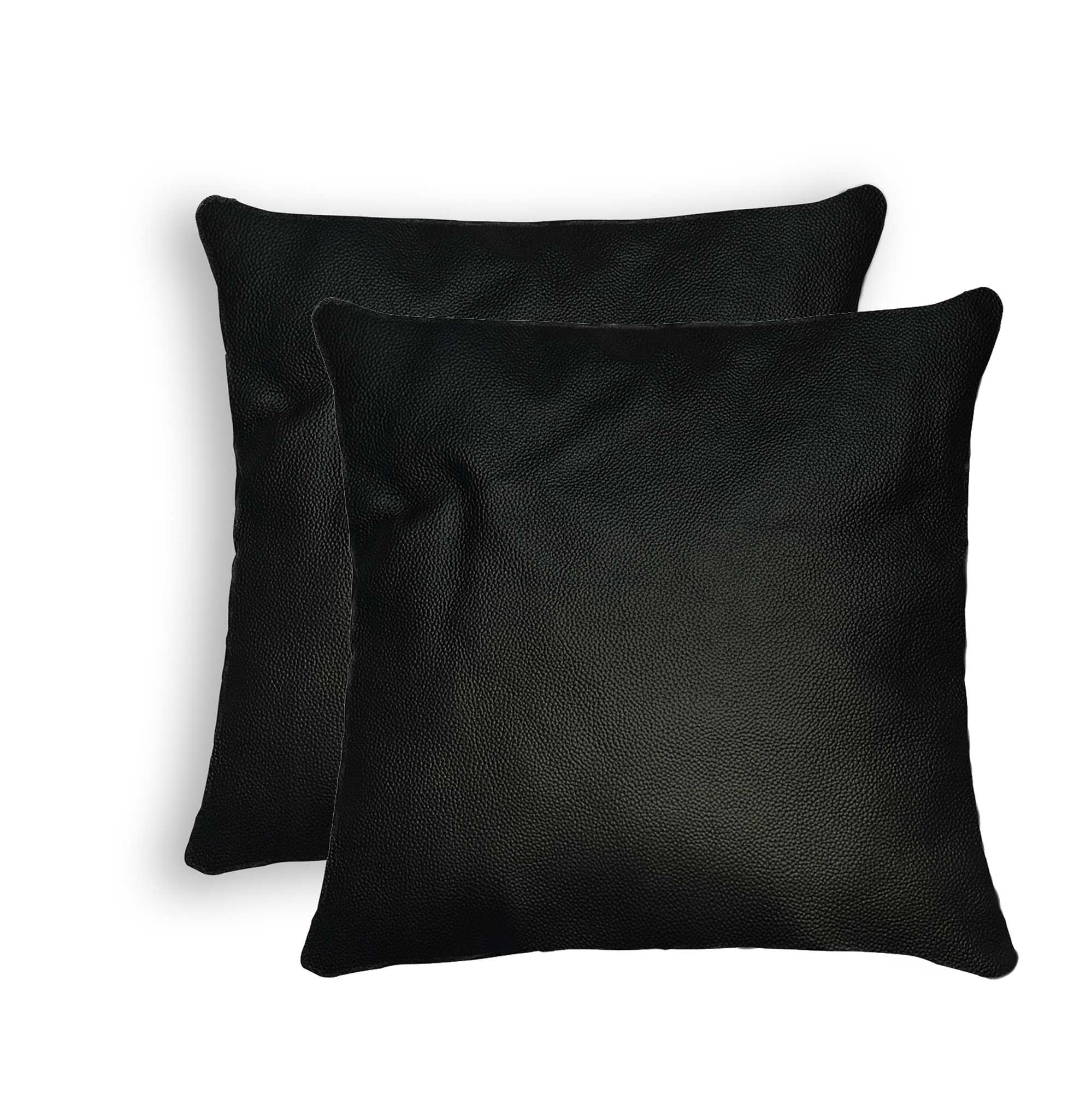 18" x 18" x 5" Black, Sienna Leather - Pillow 2-Pack