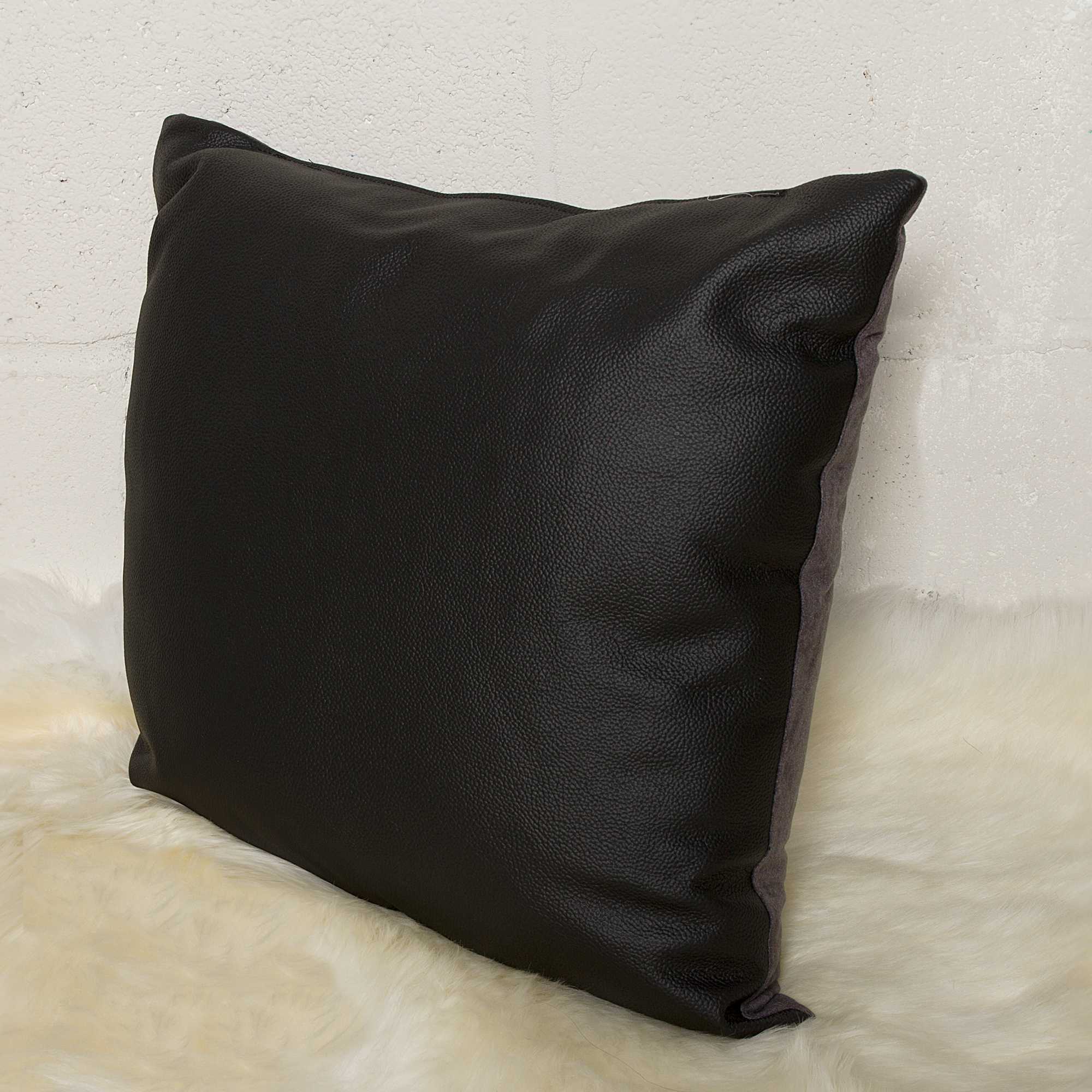 18" x 18" x 5" Black, Sienna Leather - Pillow 2-Pack