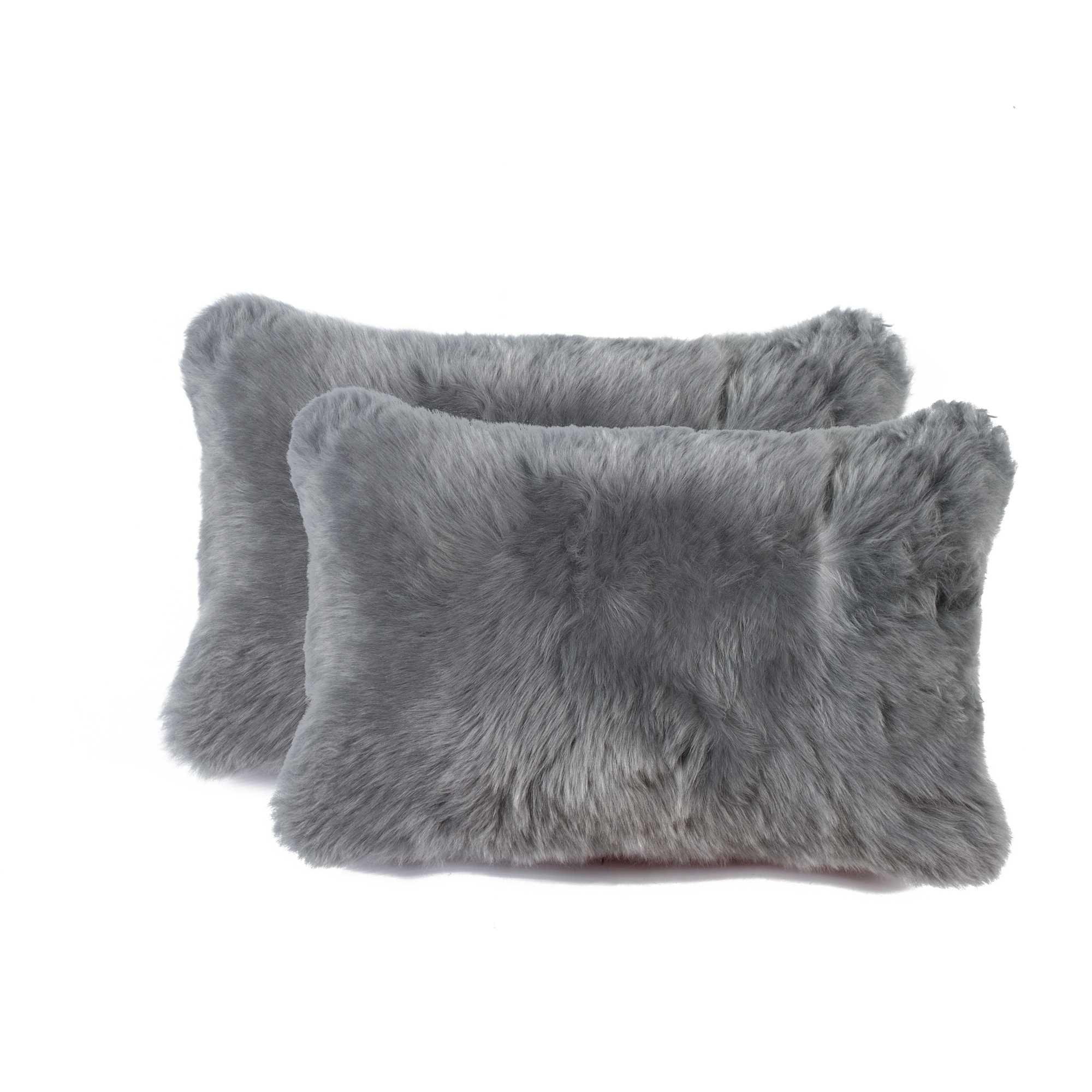 12" x 20" x 5" Gray Sheepskin - Pillow 2-Pack