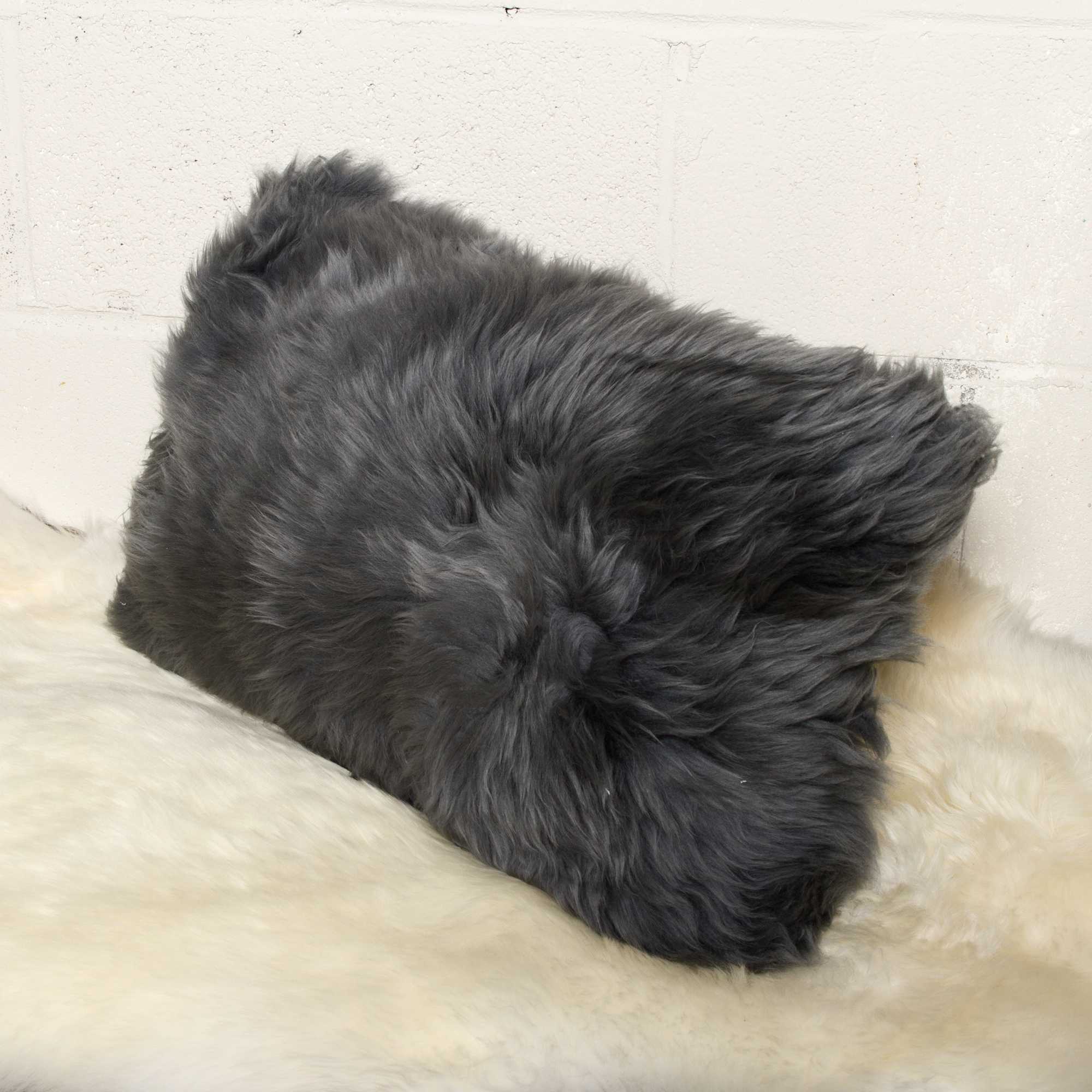 12" x 20" x 5" Gray Sheepskin - Pillow 2-Pack