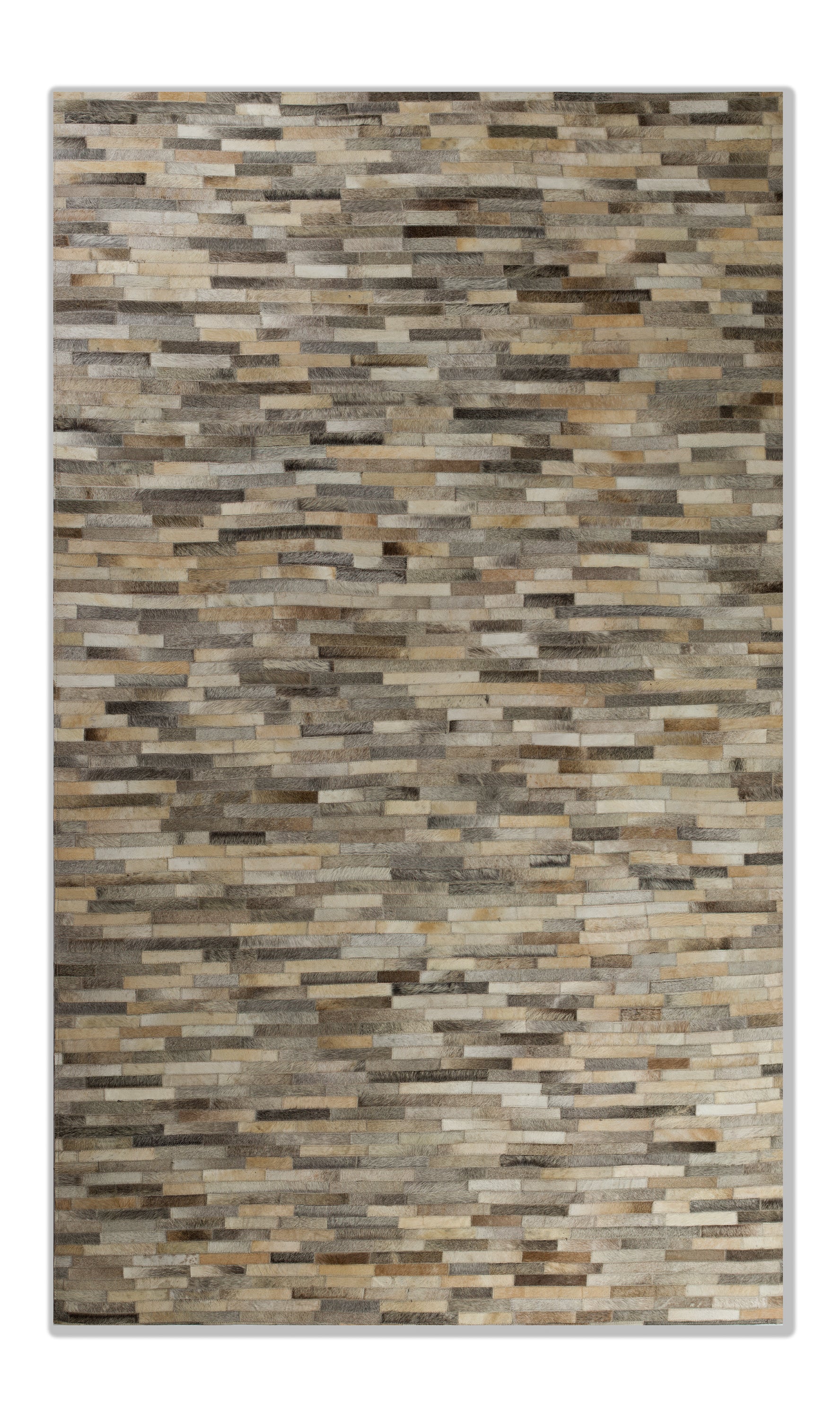 5' x 8' Mixed Gray Linear Cowhide Stitched Area Rug