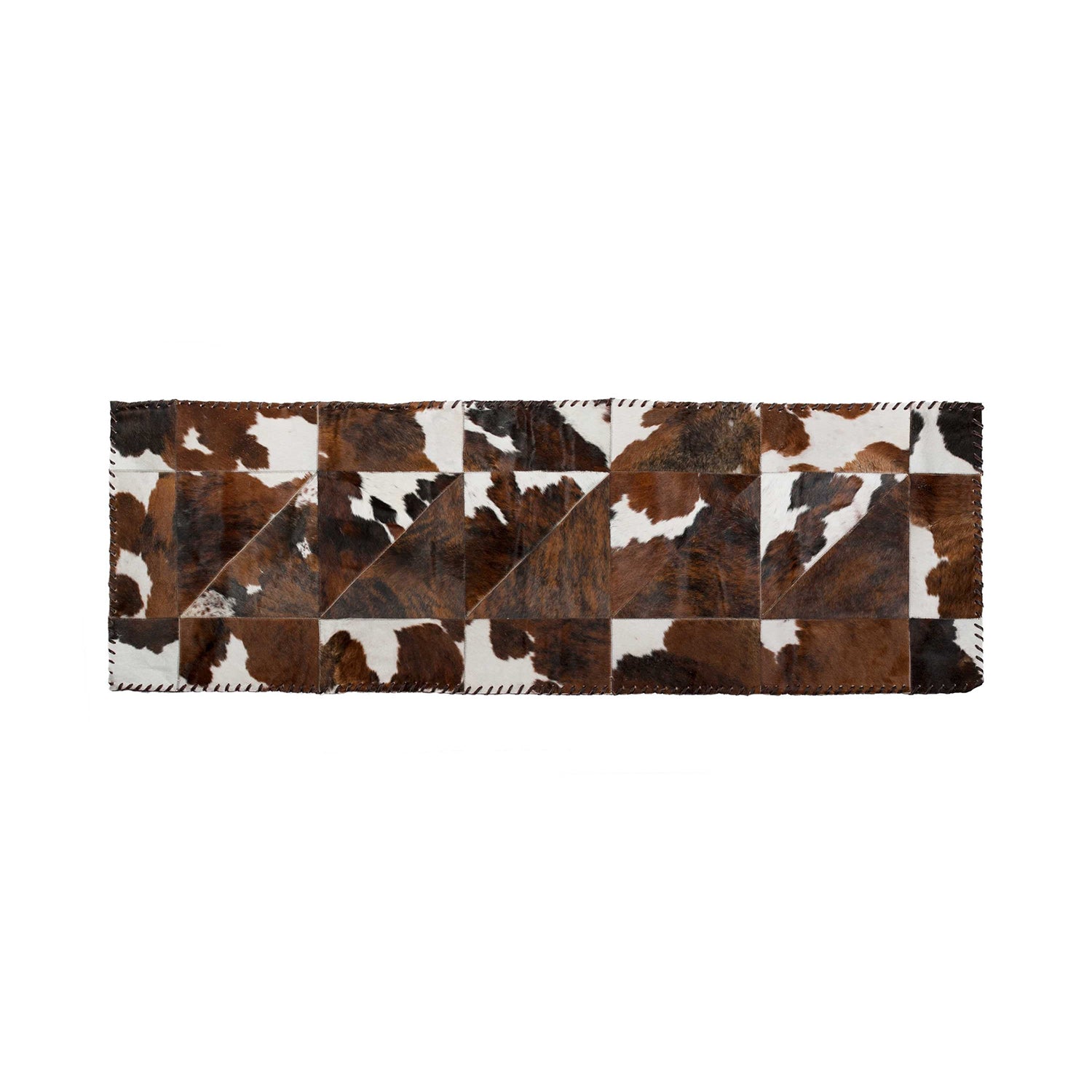 2" x 6" Chocolate And Natural Runner Stitch Cowhide - Area Rug