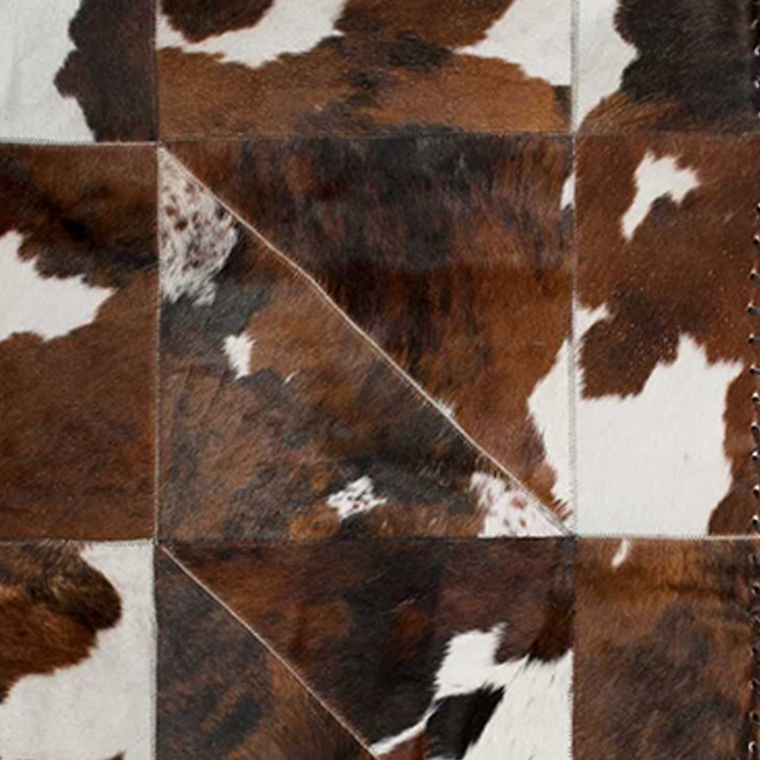 2" x 6" Chocolate And Natural Runner Stitch Cowhide - Area Rug