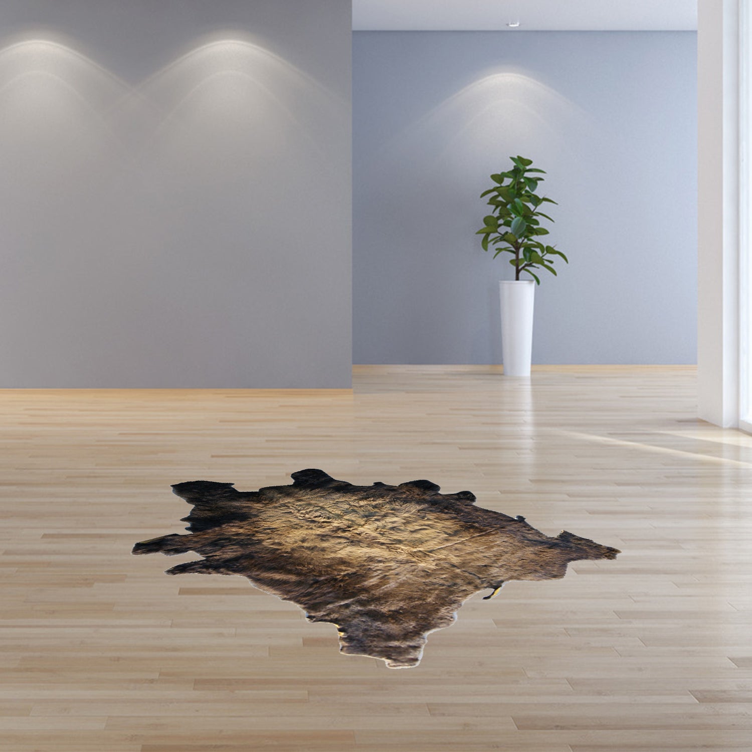 60" x 96" Brown, Buffalo Hide - Area Rug