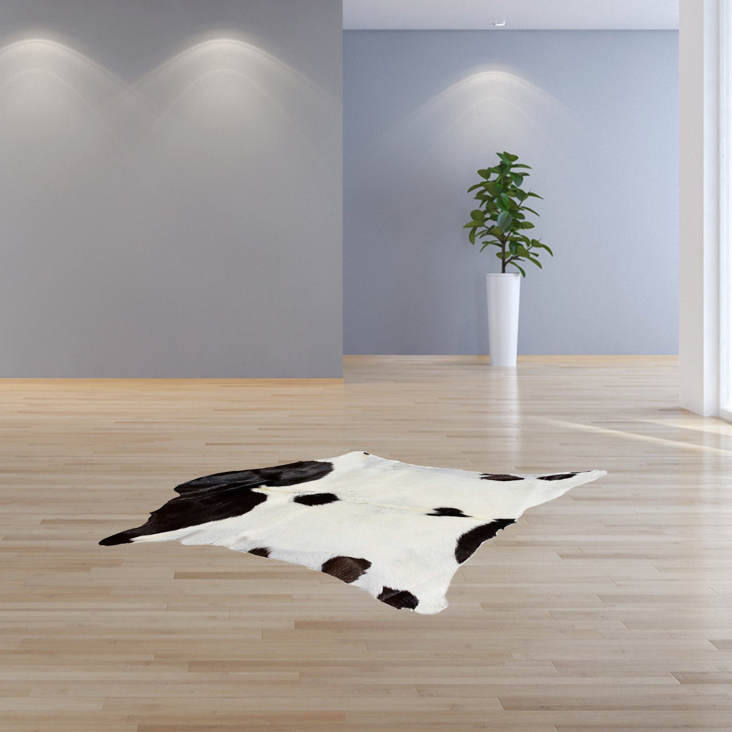 2" x 3" White And Chocolate Calfskin - Area Rug