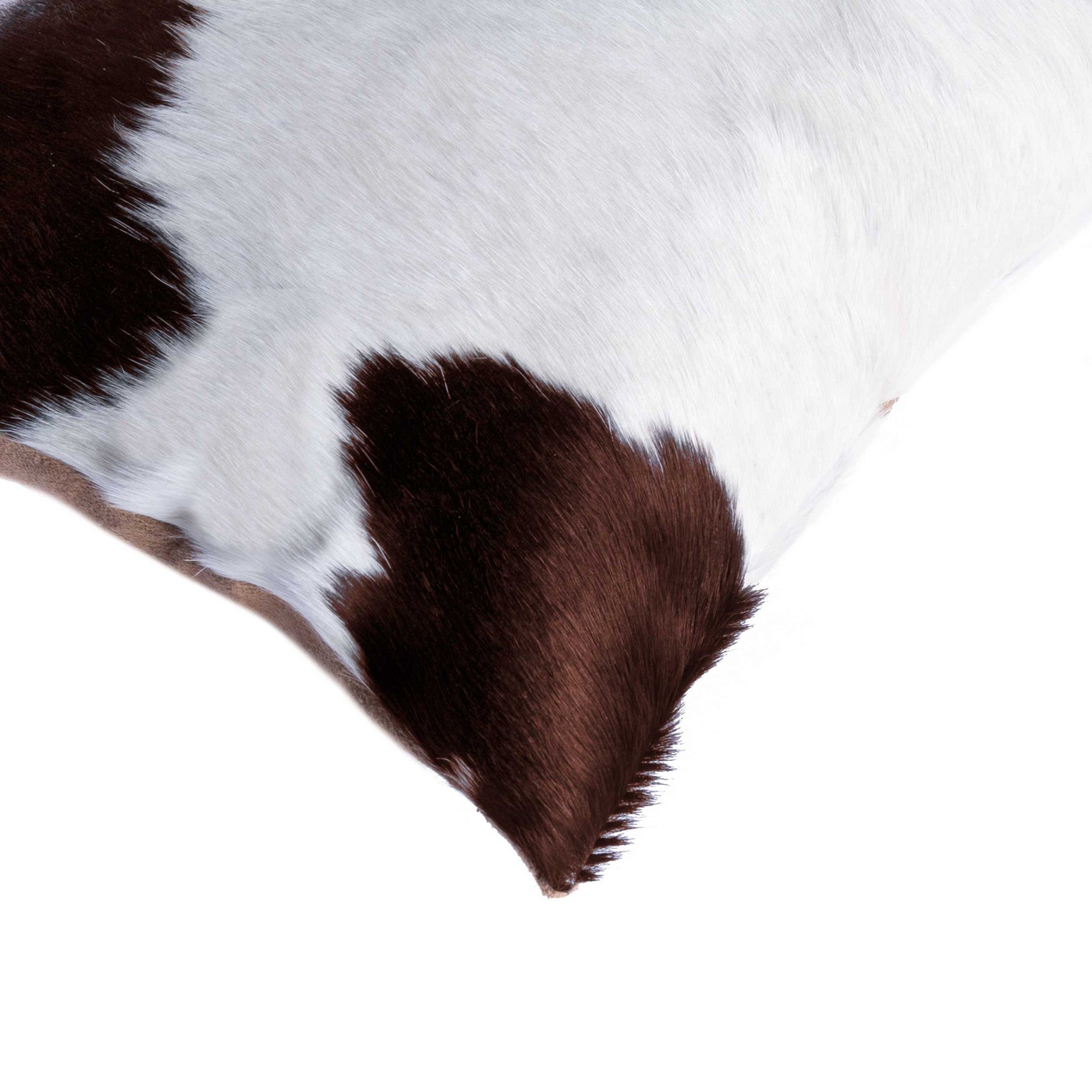 12" x 20" x 5" White And Brown Cowhide - Pillow