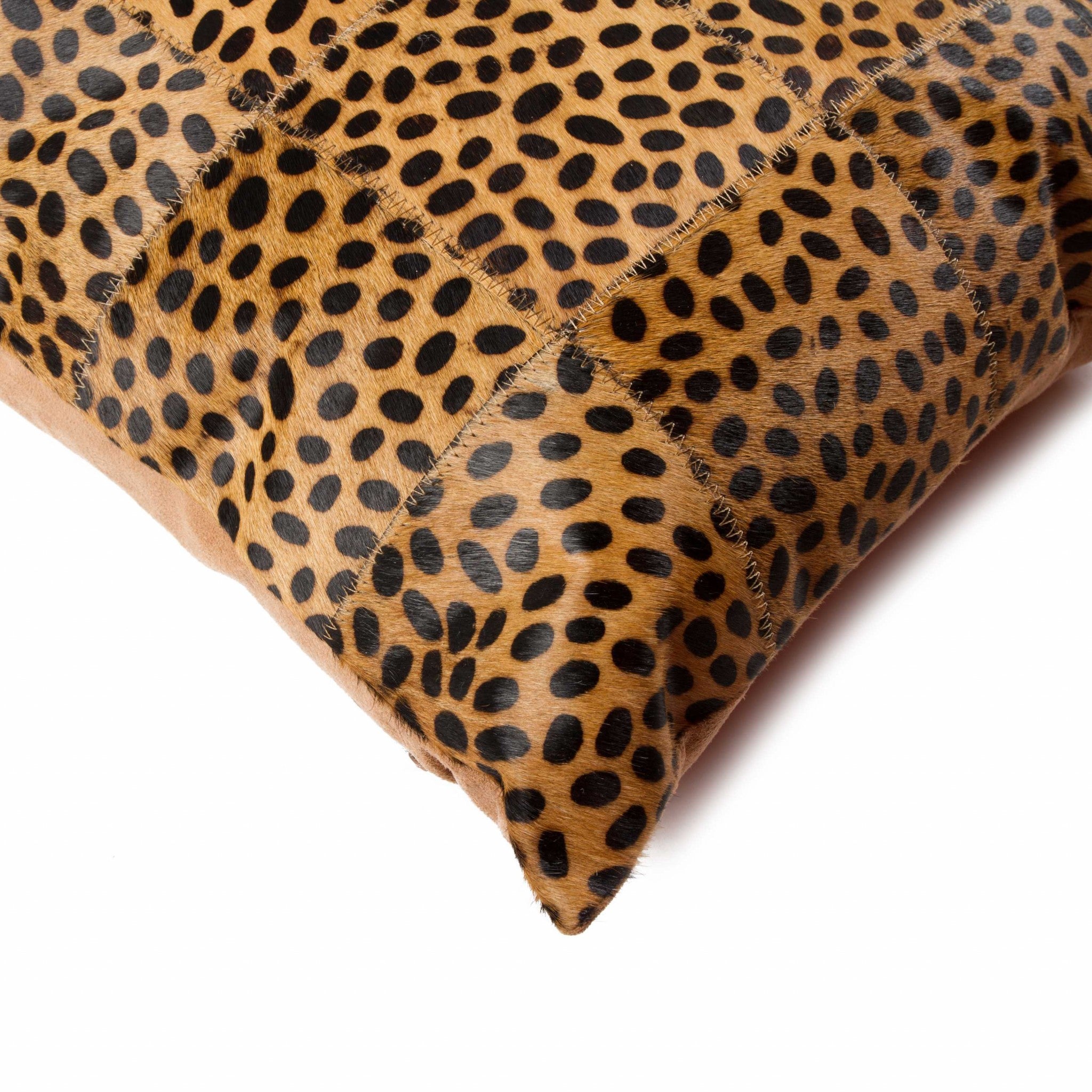 18" x 18" x 5" Cheetah Patchwork Cowhide - Pillow