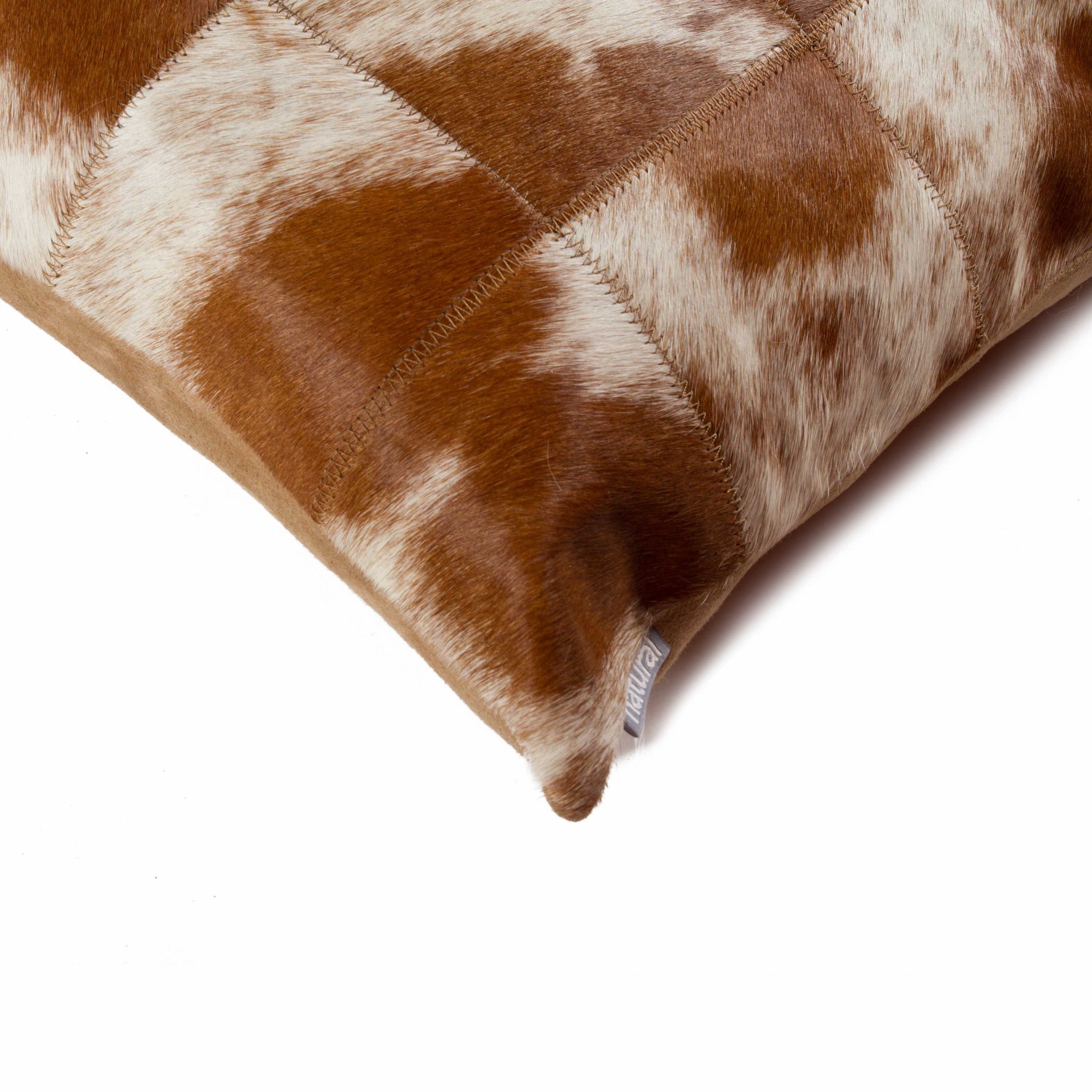 18" x 18" x 5" Salt And Pepper Brown And White Patchwork Cowhide - Pillow