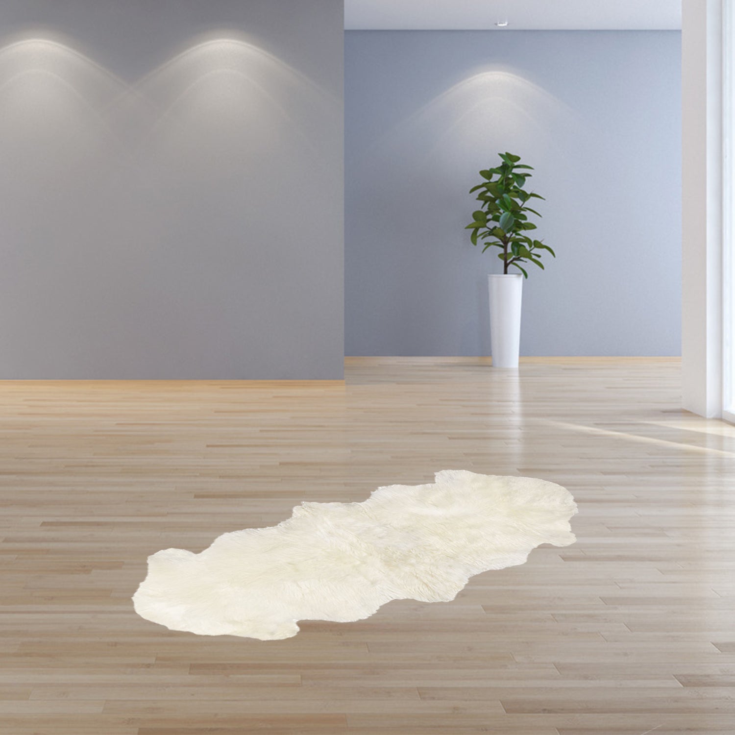 14" x 14" x 11" White Short-Hair Sheepskin - Floor Cushion