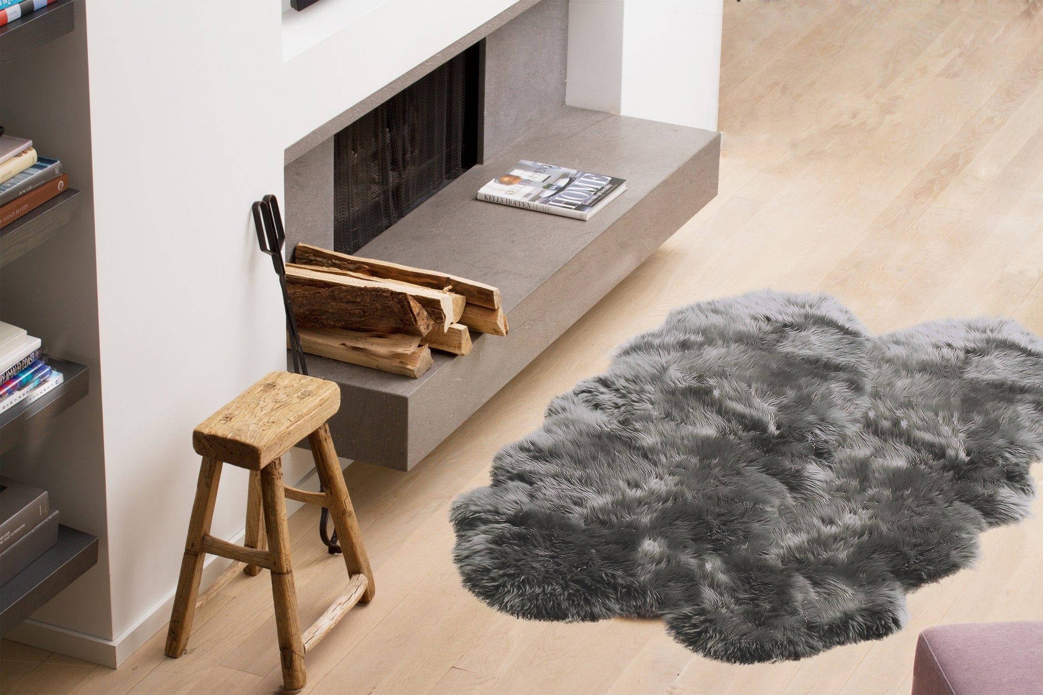 48" x 72" x 2" Gray Quattro Sheepskin - Area Rug