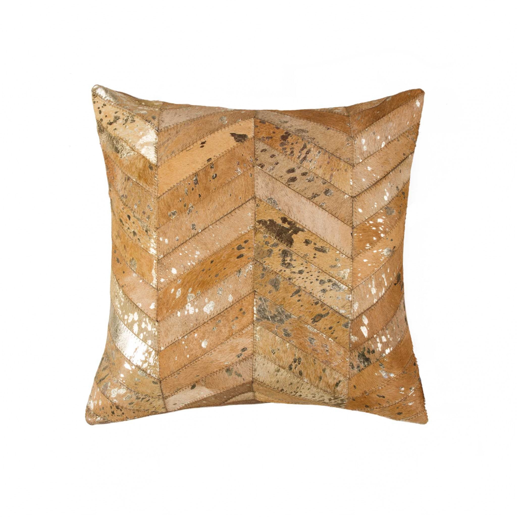 18" x 18" x 5" Gold And Tan - Pillow