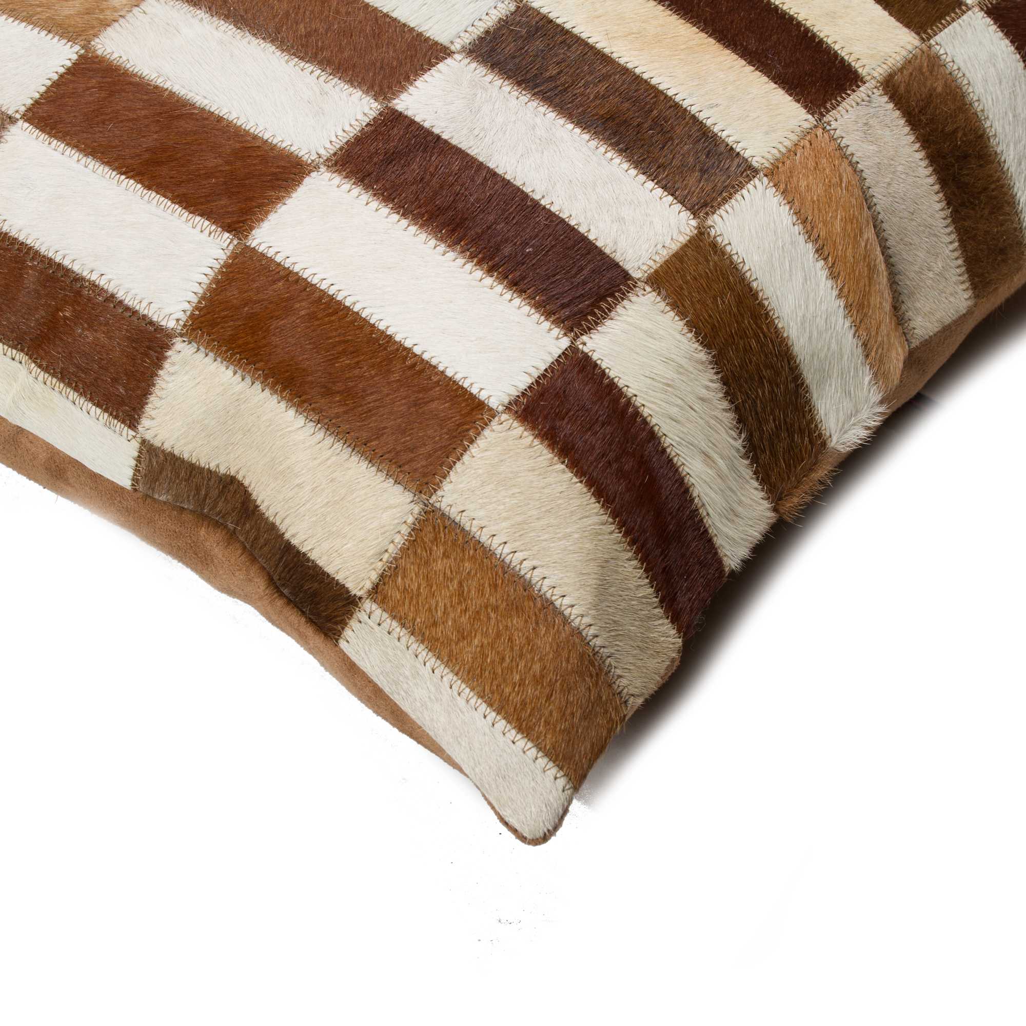 18" x 18" x 5" Brown And White Linear Cowhide - Pillow