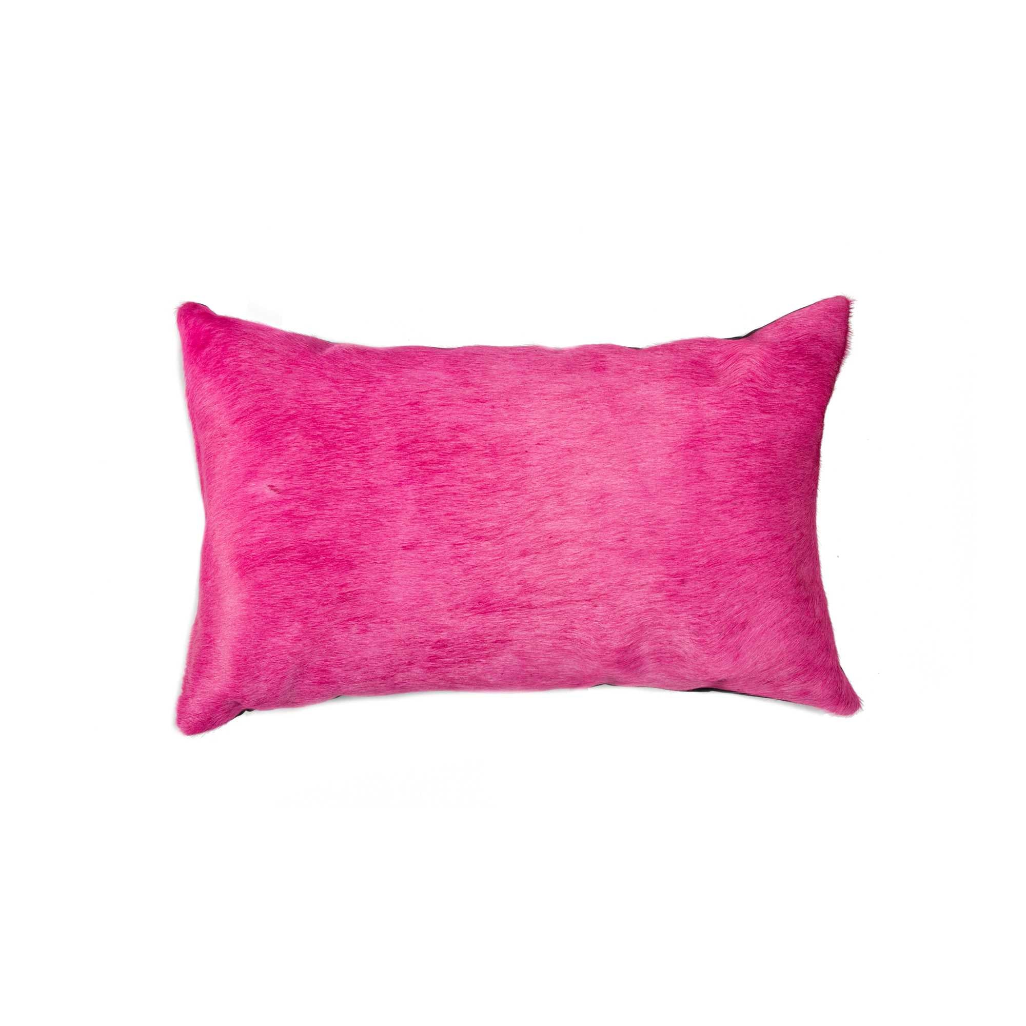 12" x 20" x 5" Fuchsia Cowhide - Pillow