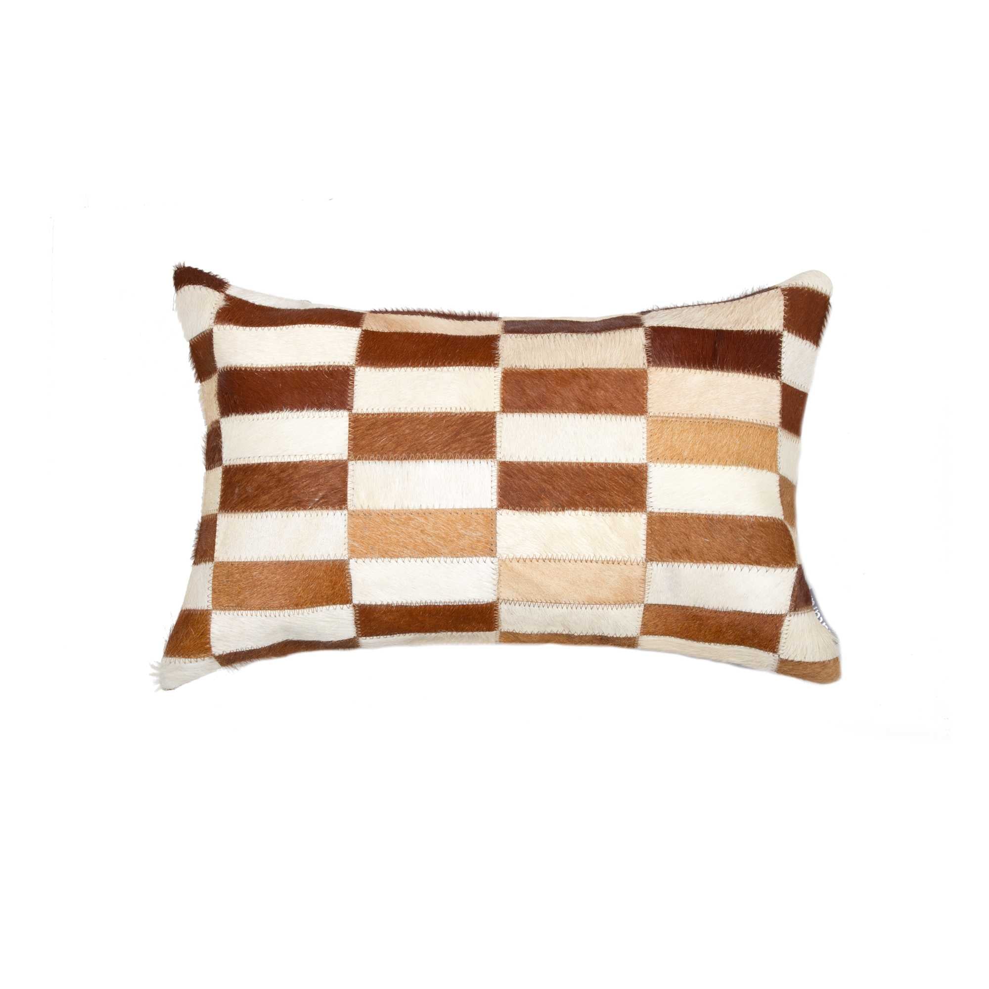 12" x 20" x 5" Brown And White Linear Cowhide - Pillow