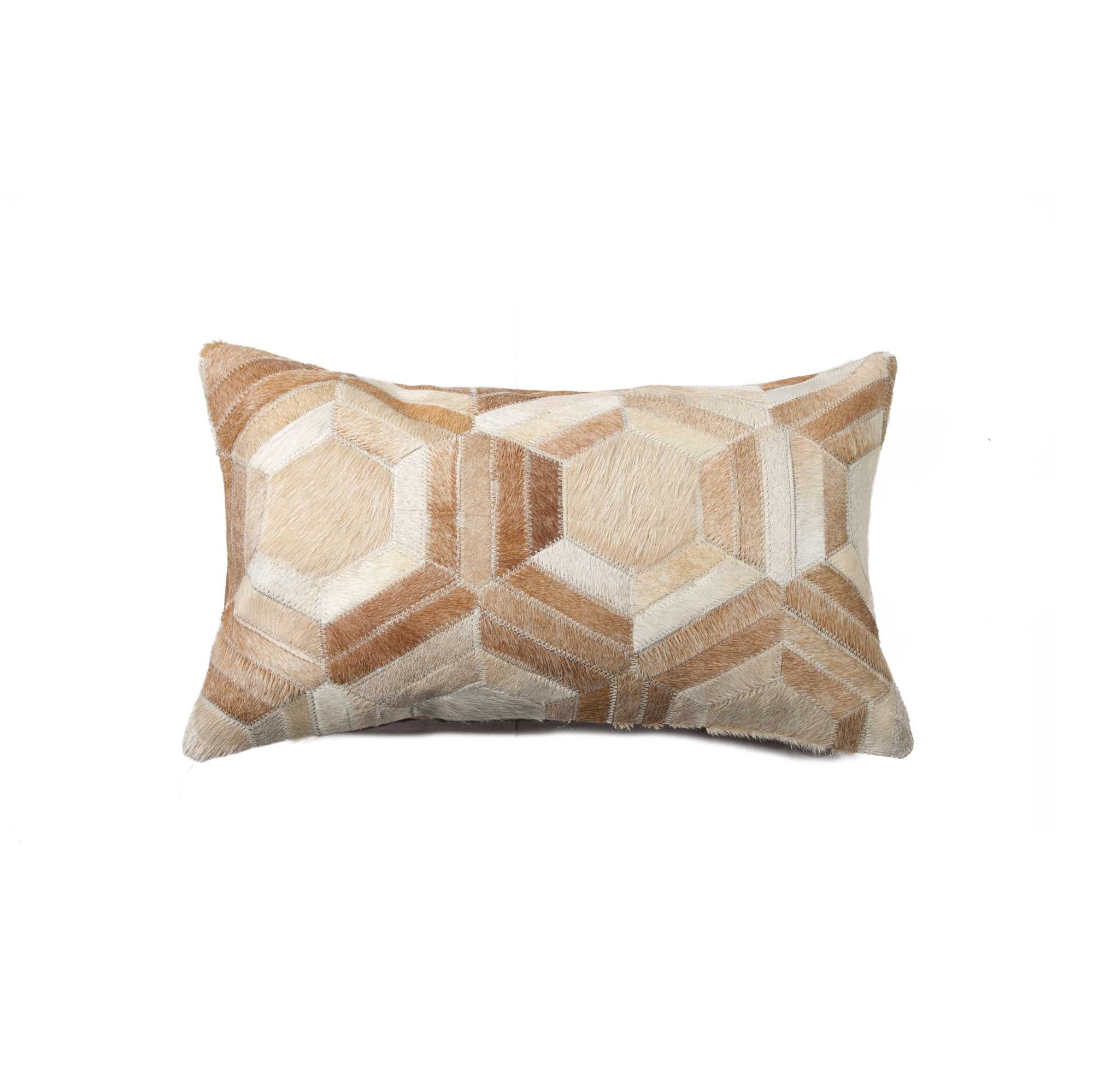 12" x 20" x 5" Natural Cowhide Hexagon - Pillow