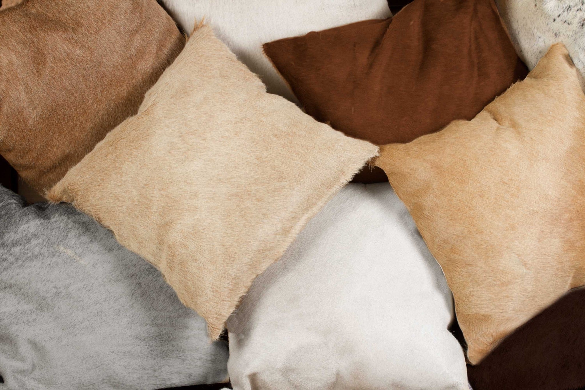 12" x 20" x 5" Natural, Cowhide - Pillow 2-Pack