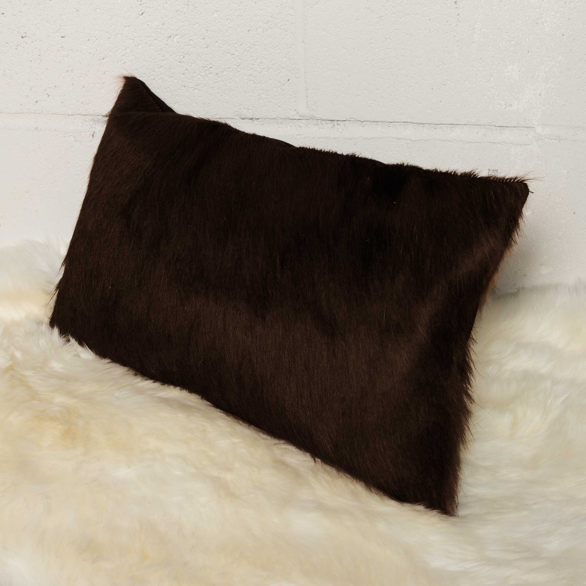 12" x 20" x 5" Chocolate, Cowhide - Pillow 2-Pack