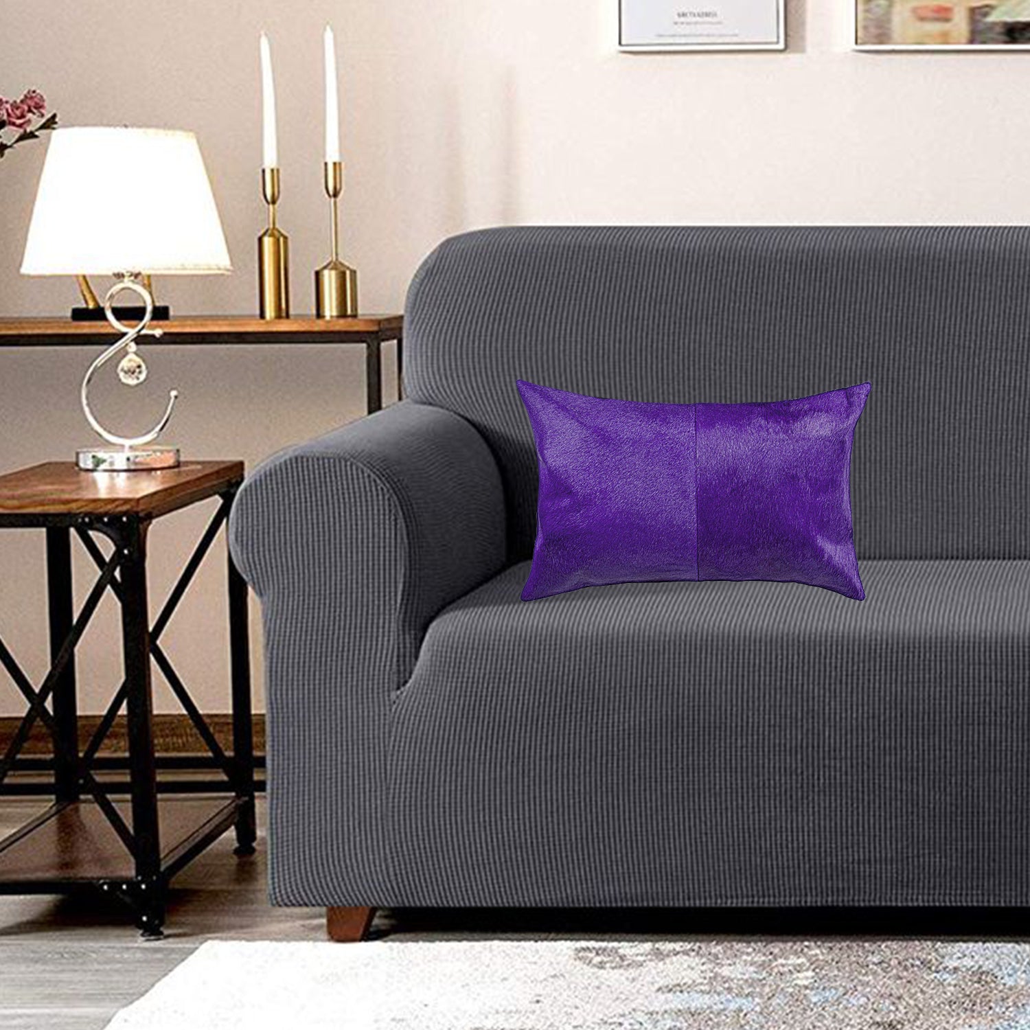 12" x 20" x 5" Purple, Cowhide - Pillow 2-Pack