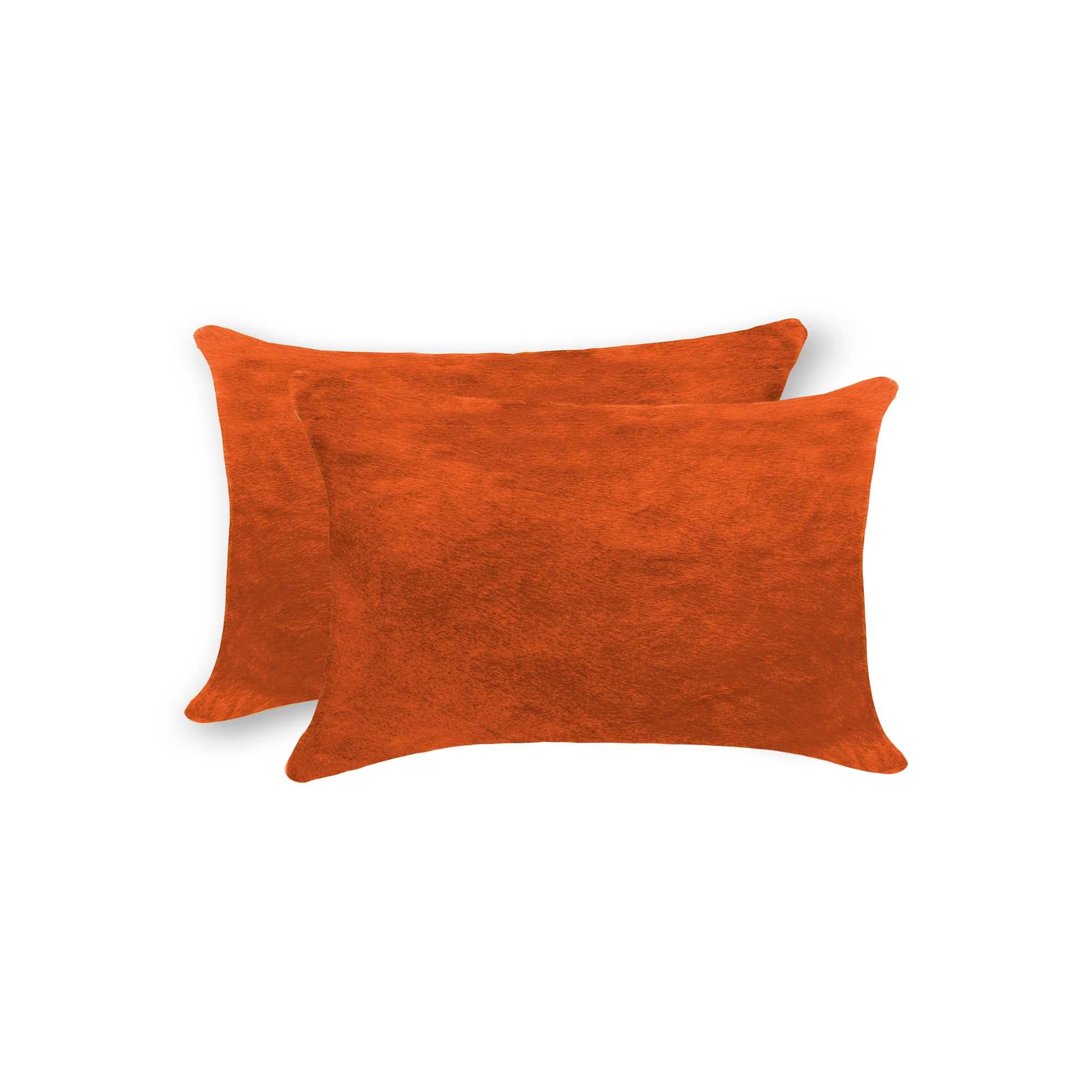 12" x 20" x 5" Orange, Cowhide - Pillow 2-Pack